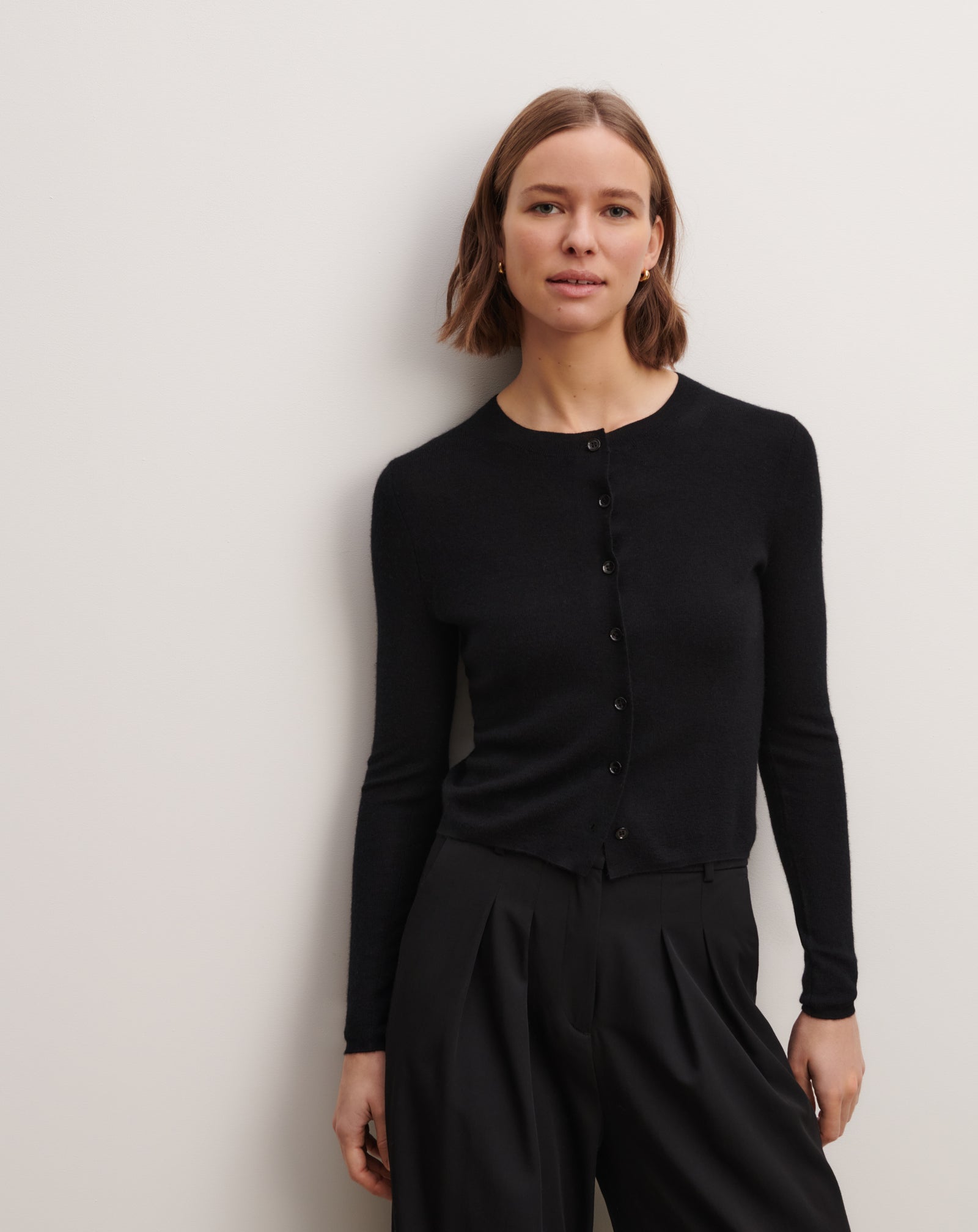 Cardigan maille unie-NOIR-70% cachemire 30% soie