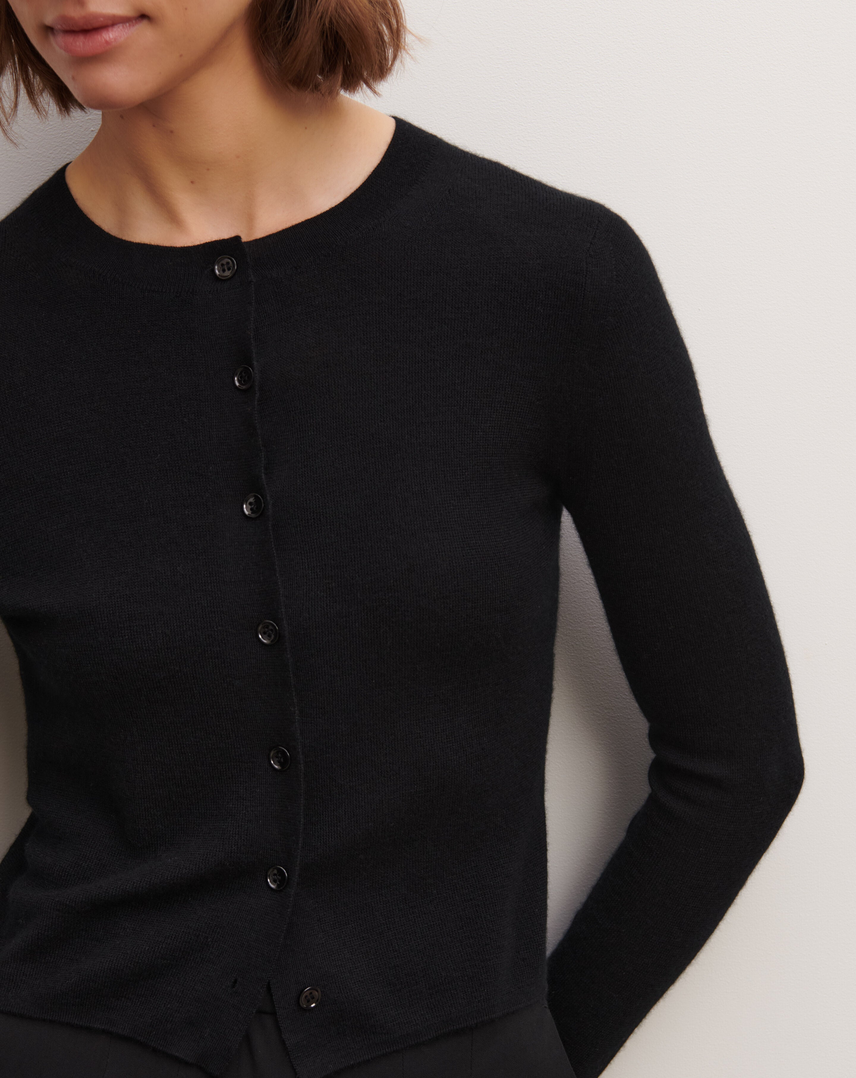 Cardigan maille unie-NOIR-70% cachemire 30% soie