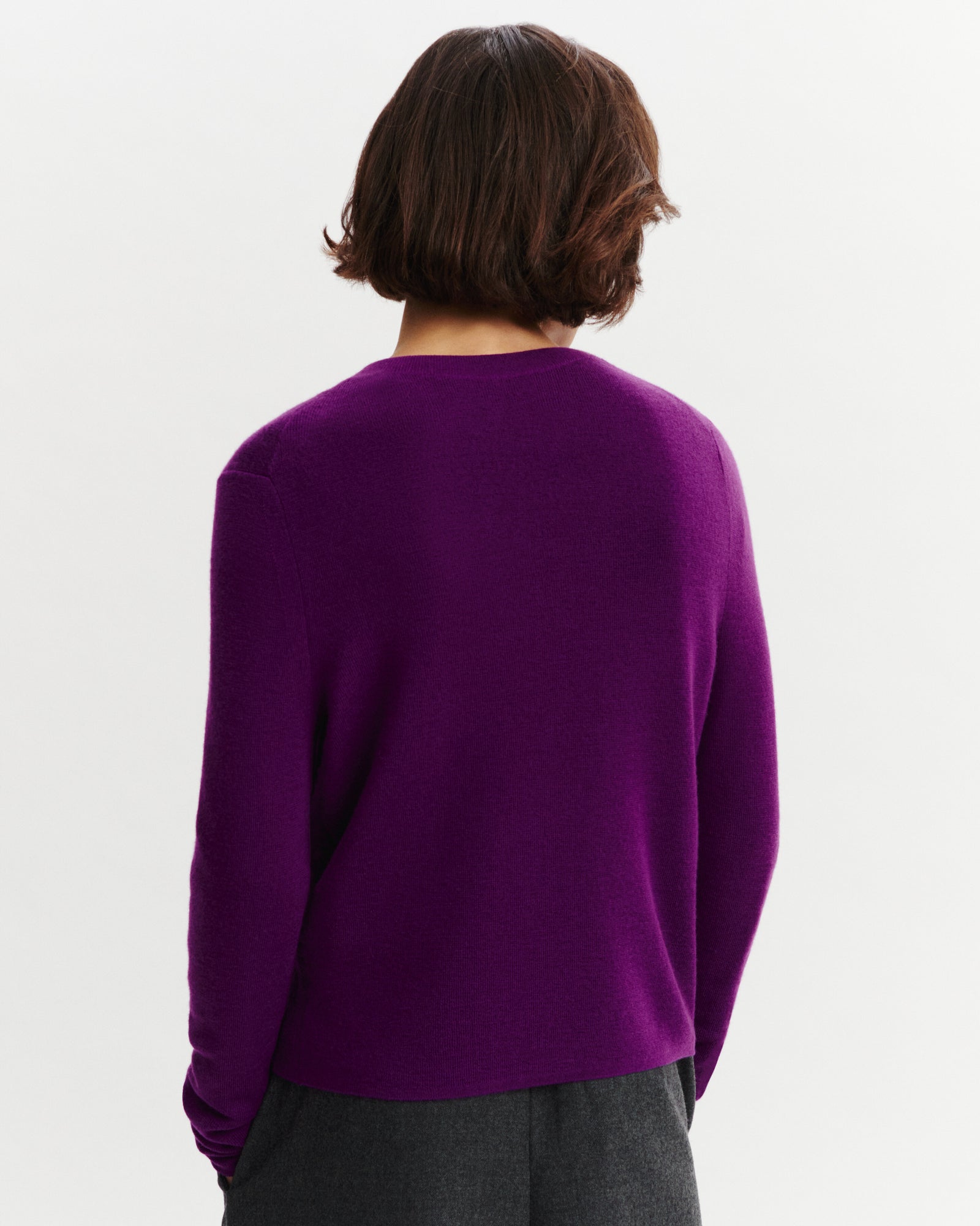 Cardigan maille unie-CYCLAMEN-70% cachemire 30% soie