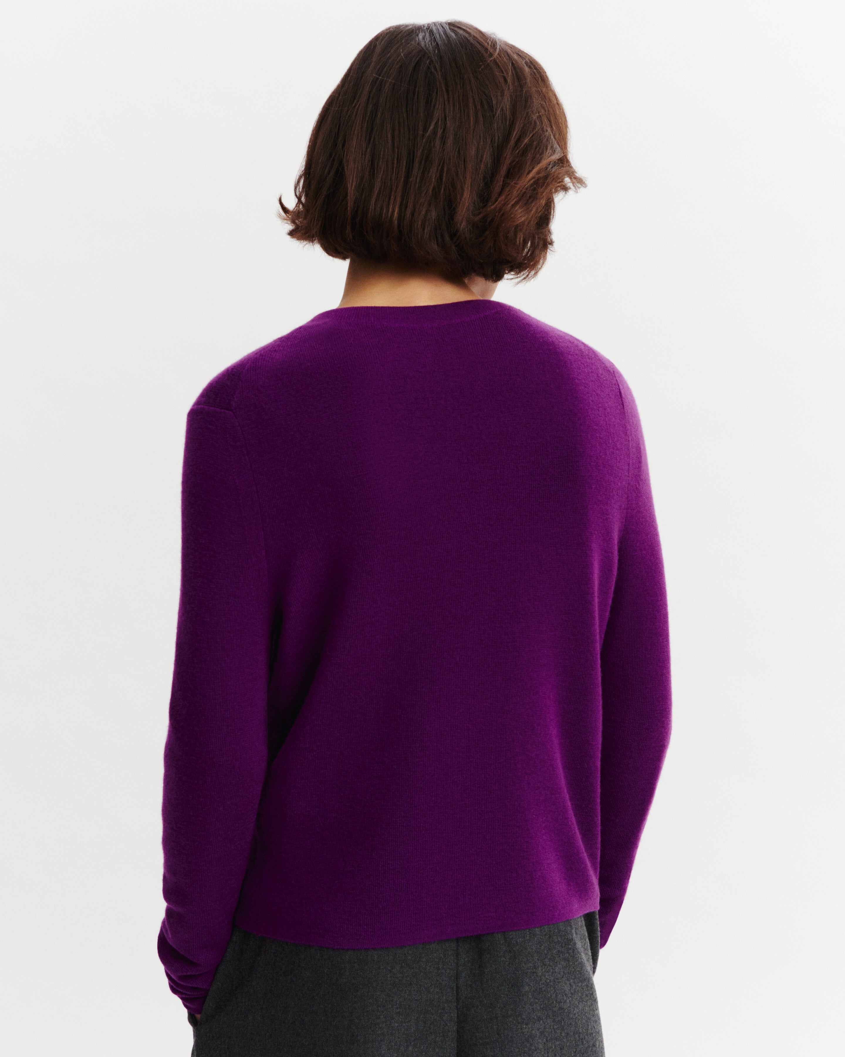 Cardigan maille unie-CYCLAMEN-70% cachemire 30% soie