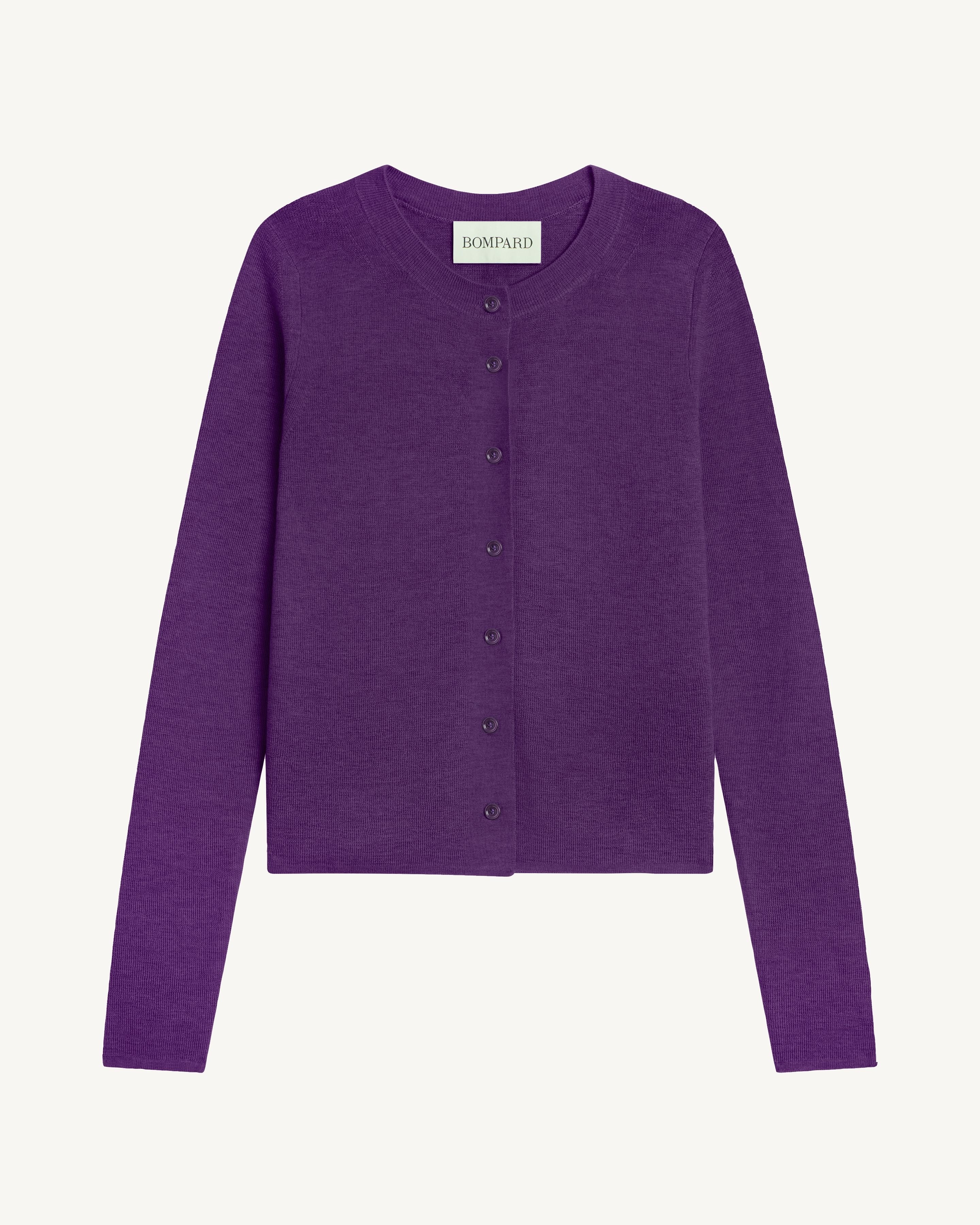 Cardigan maille unie-CYCLAMEN-70% cachemire 30% soie