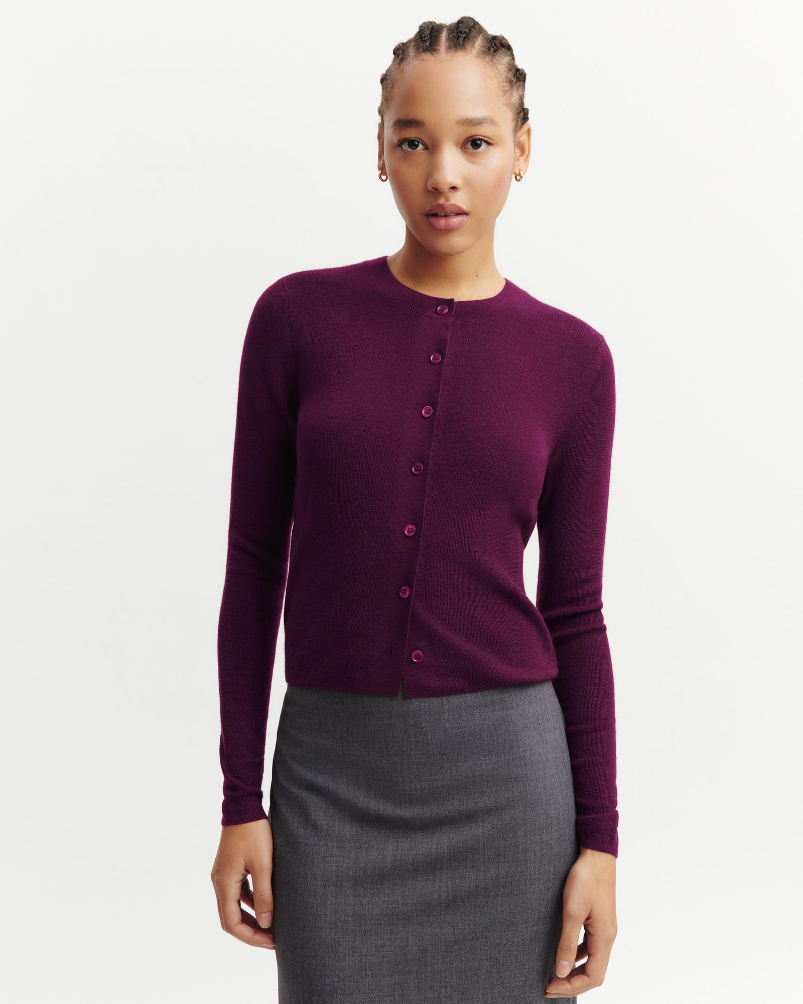 Cardigan maille unie-OXALIS-70% cachemire 30% soie
