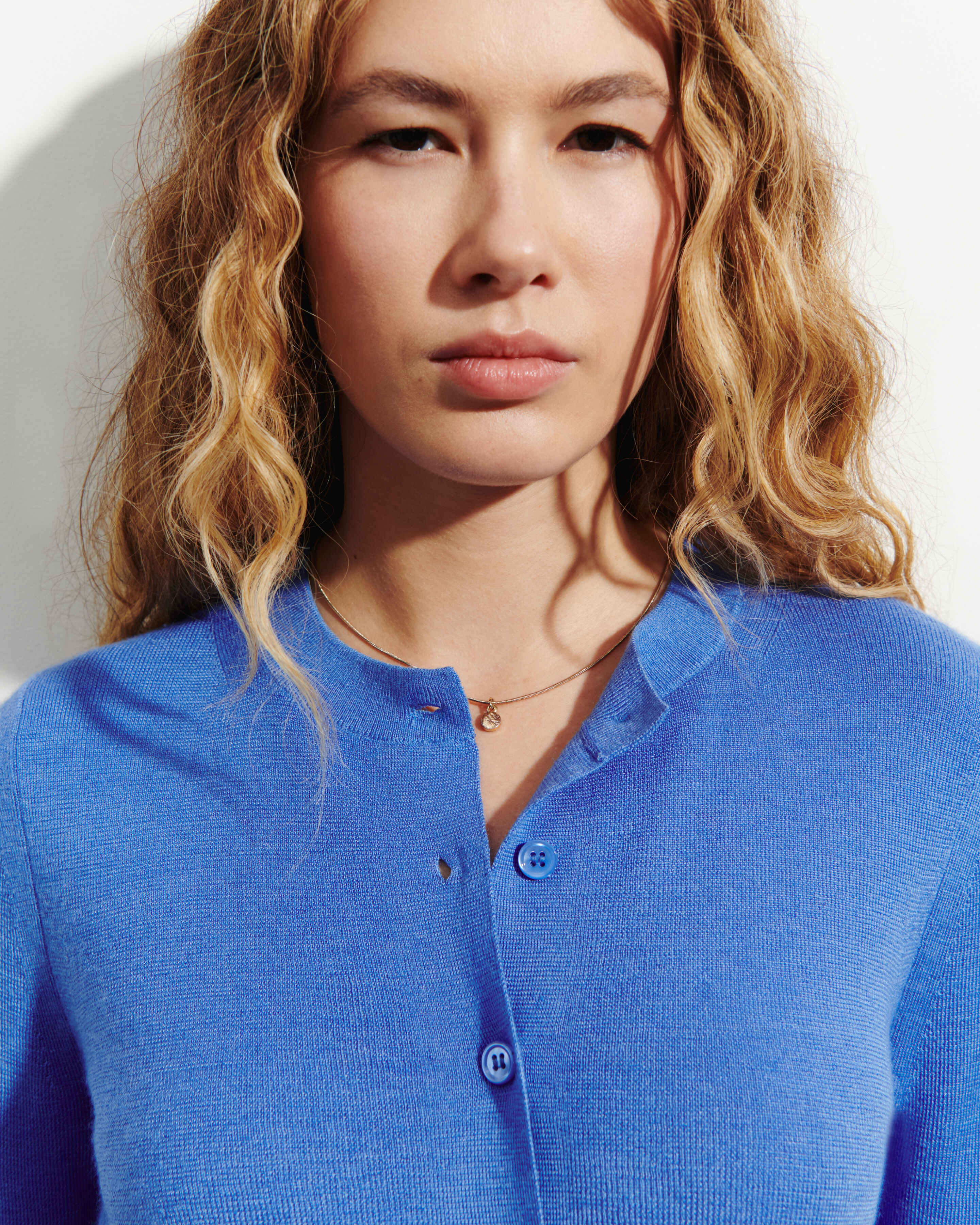 Cardigan maille unie-BLEU ALTHEA-70% cachemire 30% soie