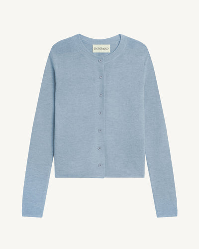 Cardigan maille unie-BLEU GLACIER-70% cachemire 30% soie