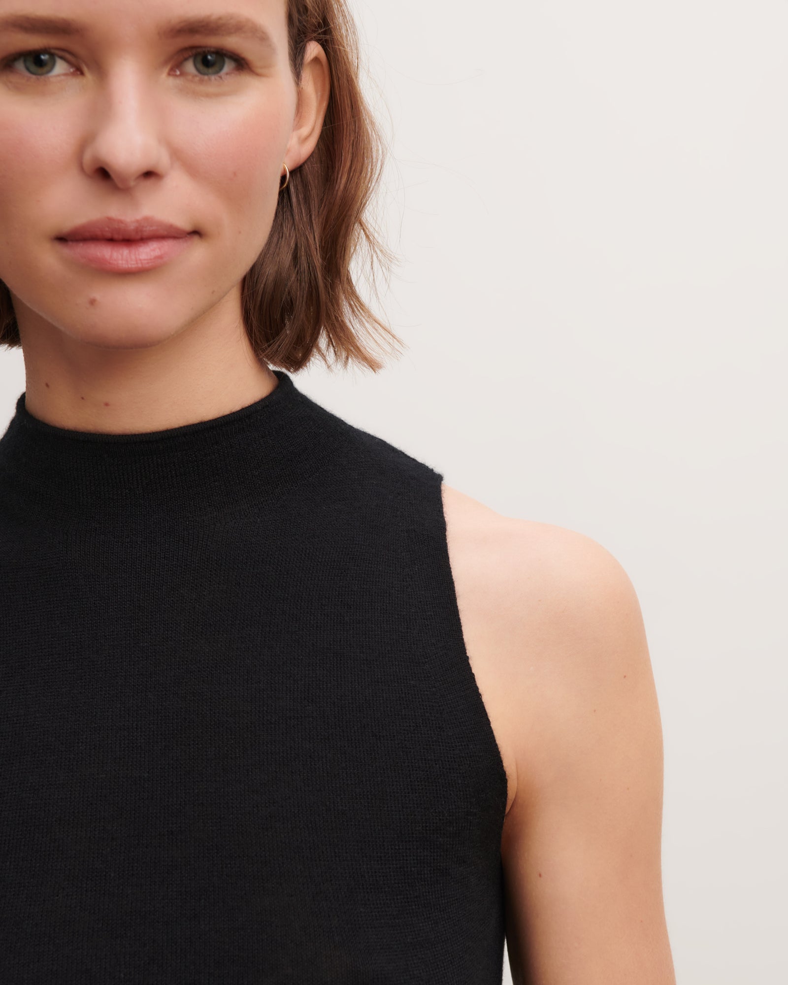 Débardeur col montant maille unie-NOIR-70% cachemire 30% soie