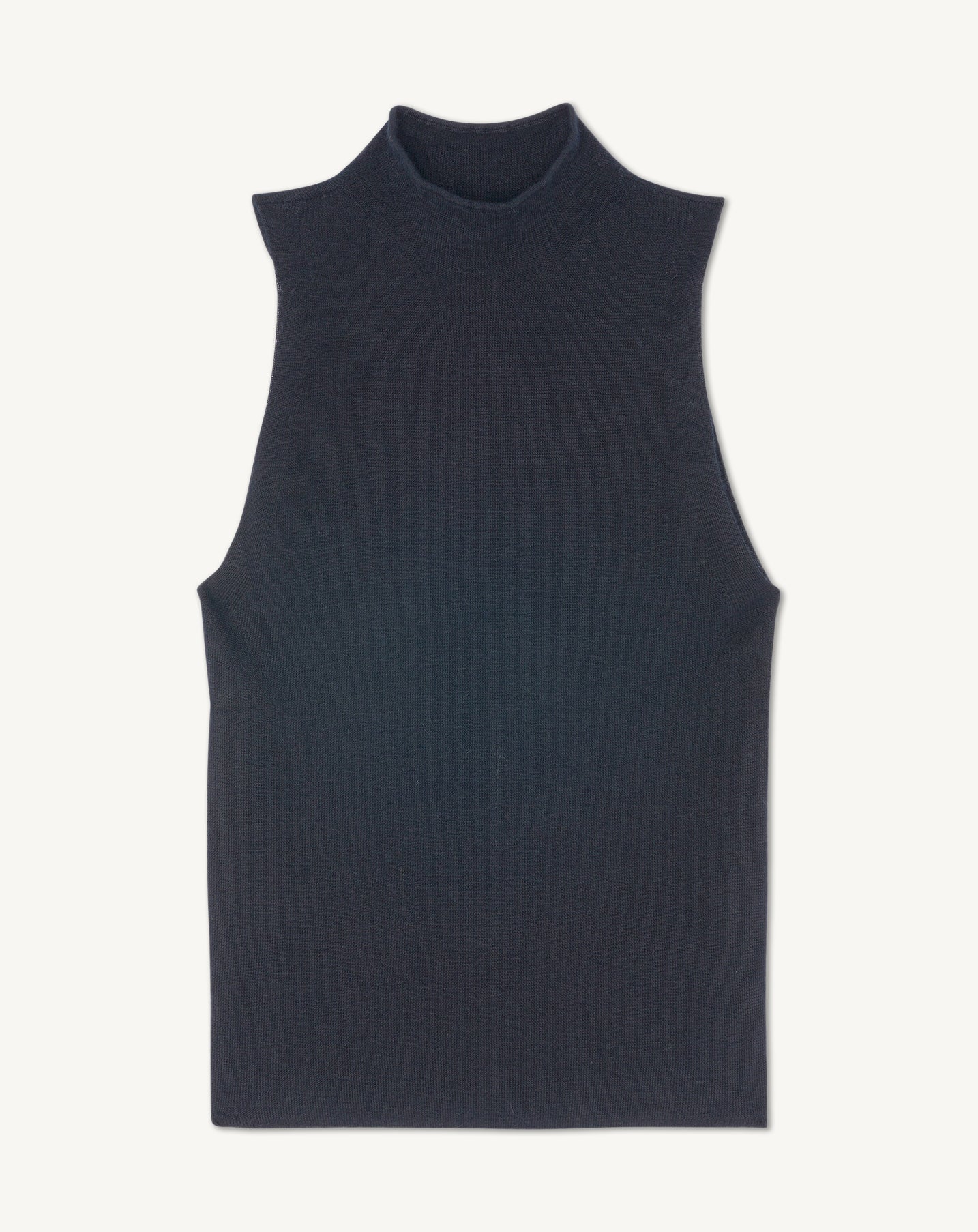 Débardeur col montant maille unie-NOIR-70% CACHEMIRE 30% SOIE