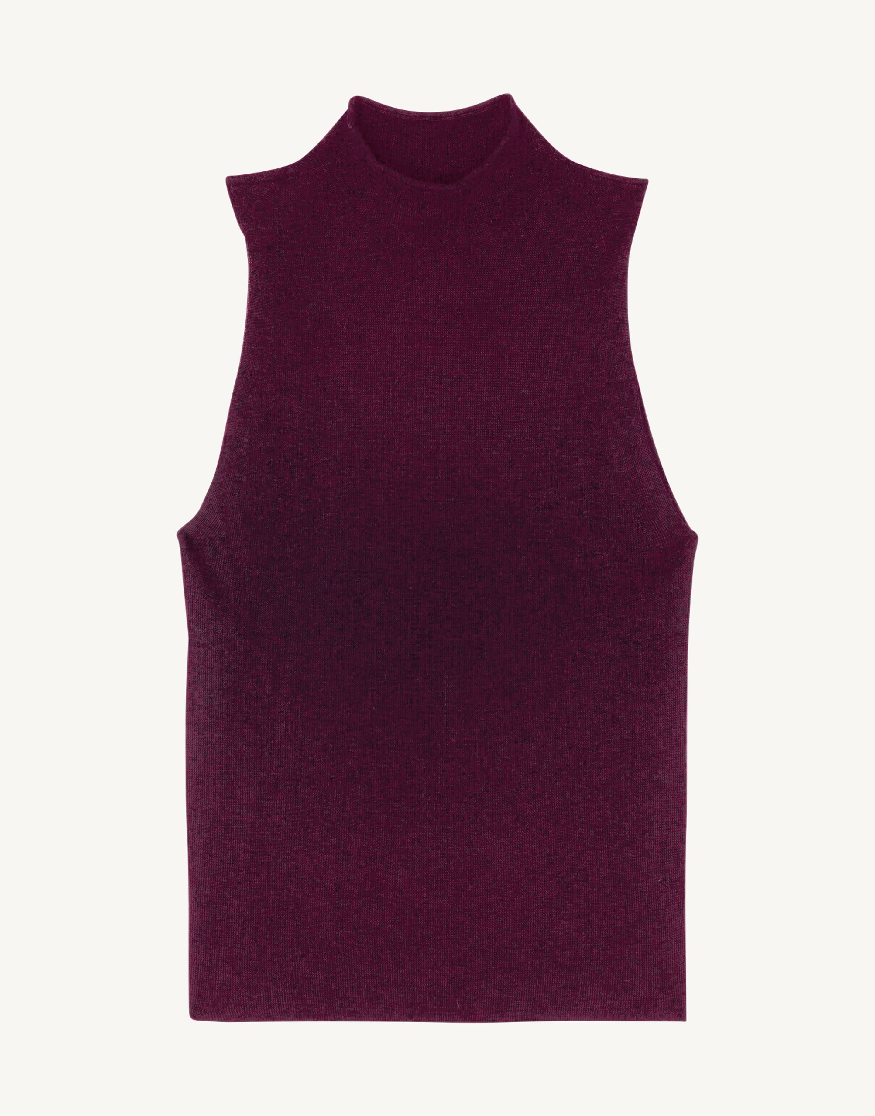 Débardeur maille unie-PRUNE DAMAS-70% cachemire 30% soie