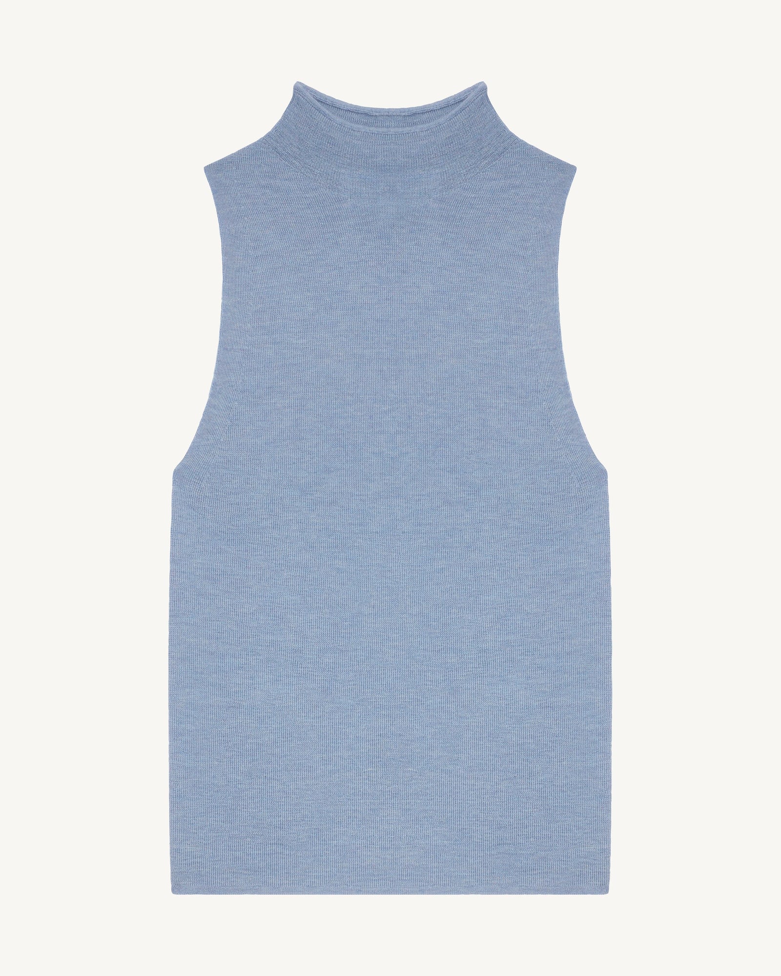 Débardeur maille unie-BLEU GLACIER-70% cachemire 30% soie