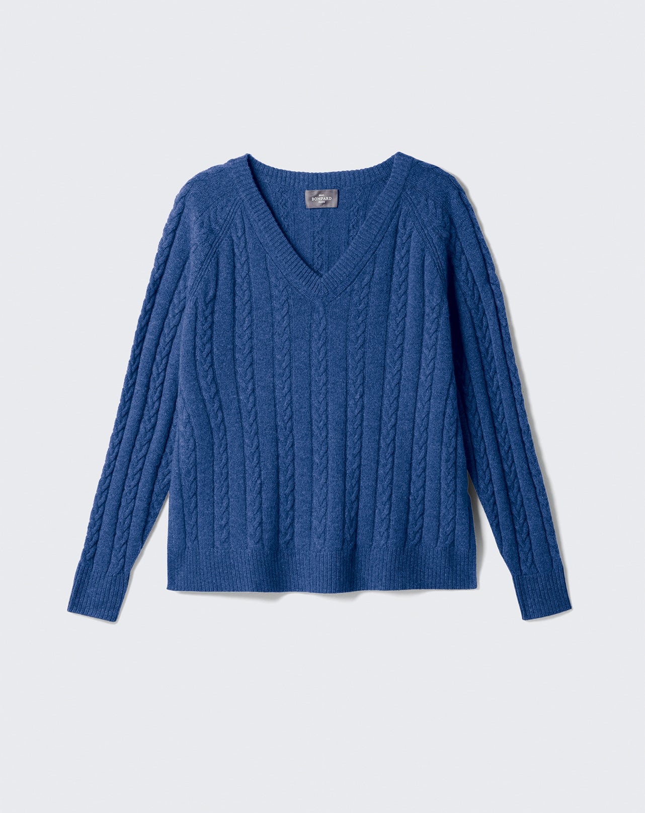 Pull V à torsades-GEAI-100% CACHEMIRE