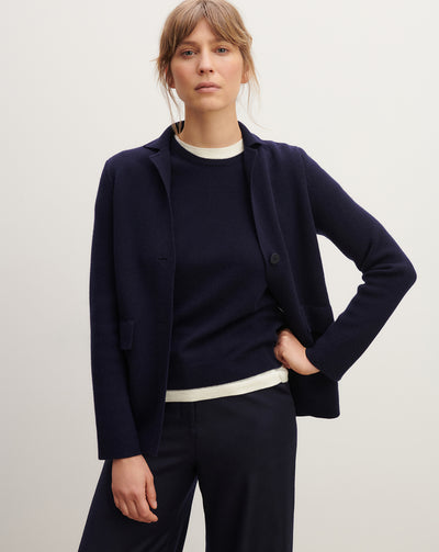 Blazer en maille-MARINE-50% cachemire 50% laine