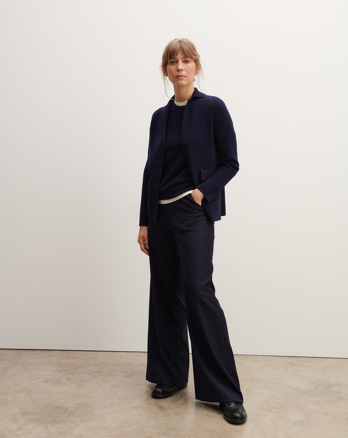 Blazer en maille-MARINE-50% cachemire 50% laine