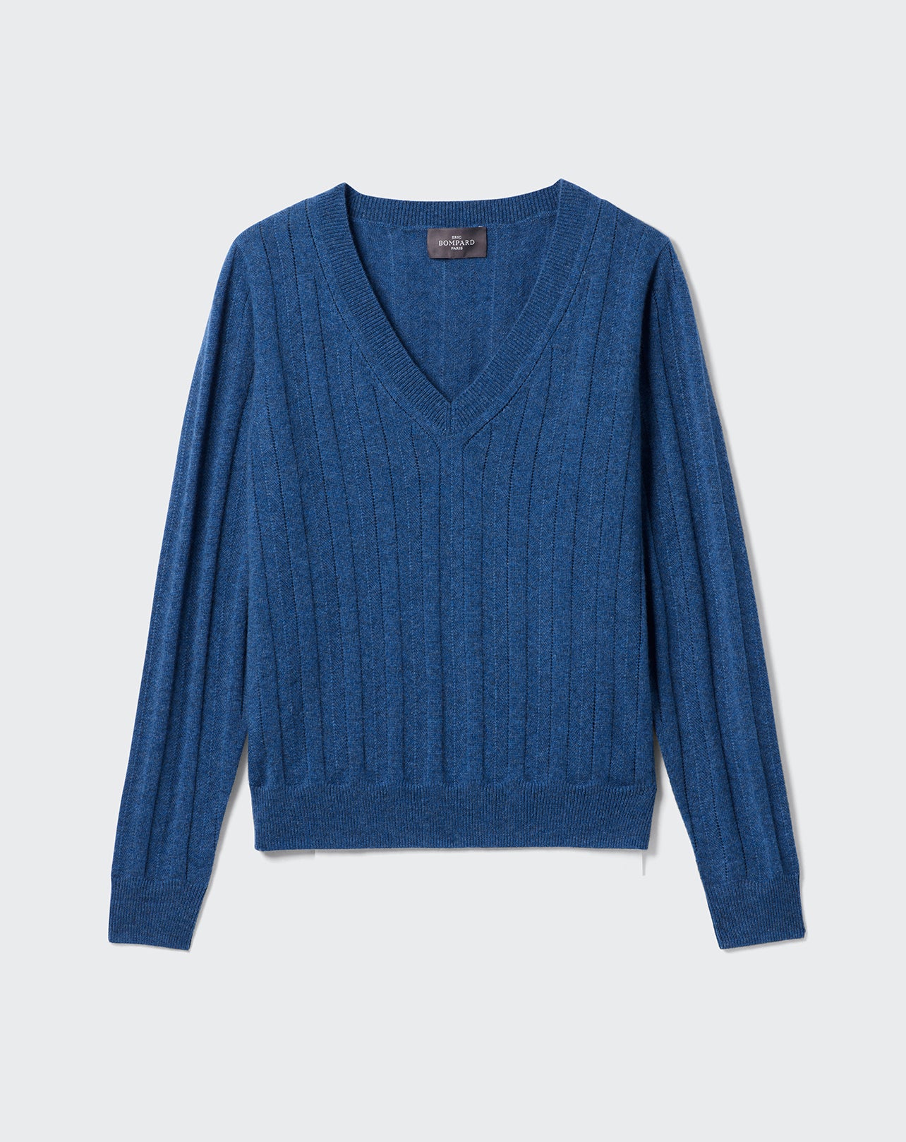 Pull V à chevrons et pointelle-GEAI-100% CACHEMIRE