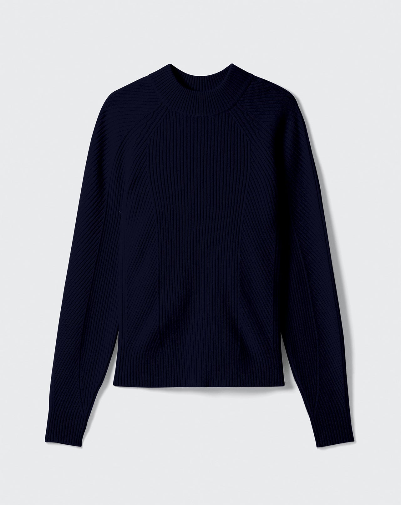 Pull col montant jeux de côtes-MARINE-100% CACHEMIRE