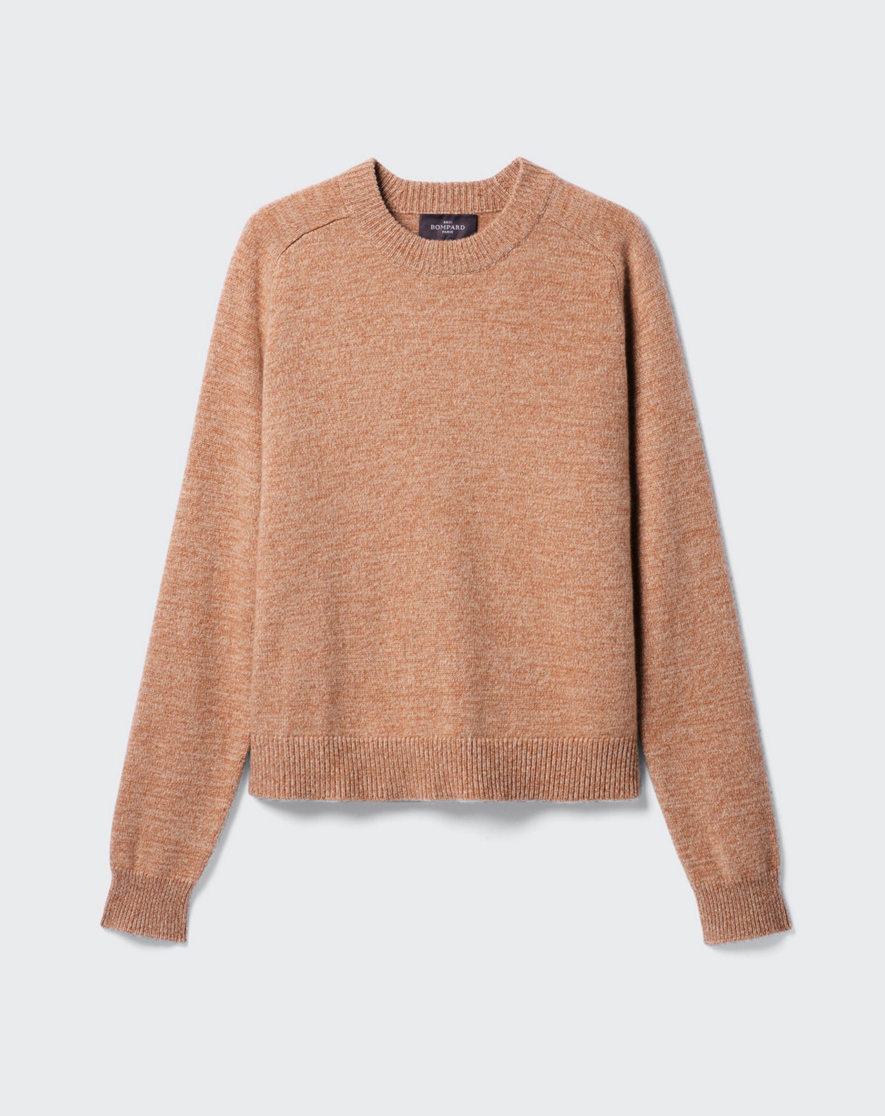 Pull col rond mouliné-CARAMEL-100% cachemire