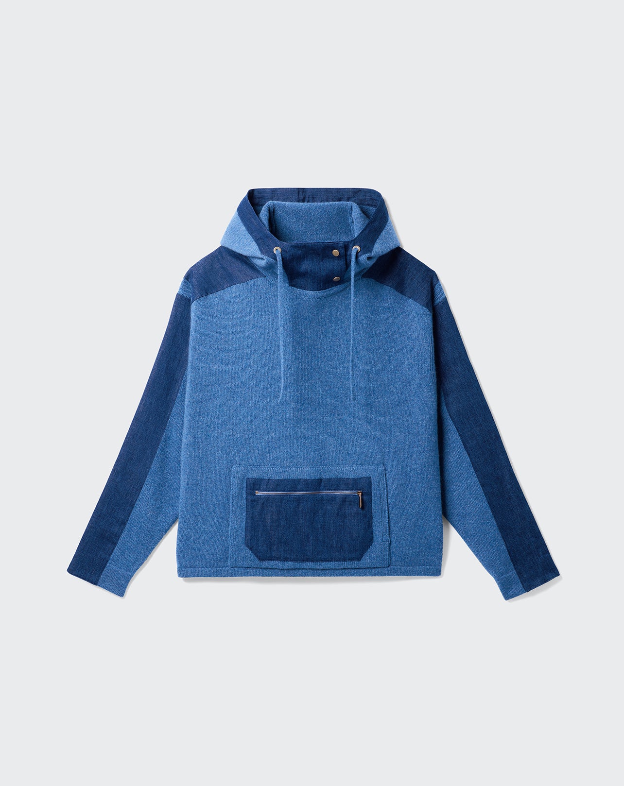 Hoodie à inserts denim-GEAI-50% CACHEMIRE 50% LAINE