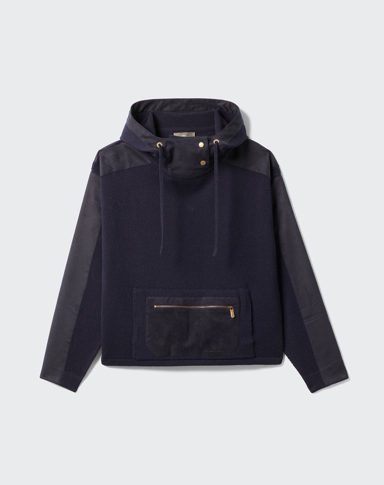 Hoodie à inserts effet daim-MARINE-50% CACHEMIRE 50% LAINE