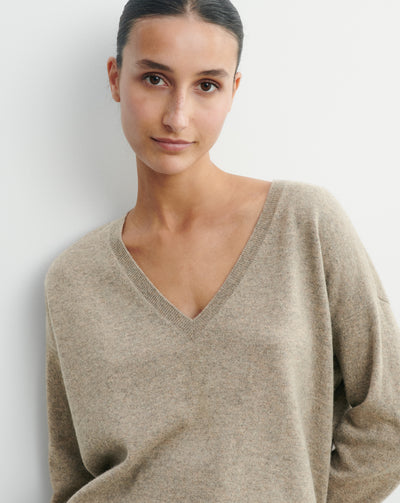 Pull col V ample-MILLET-100% cachemire