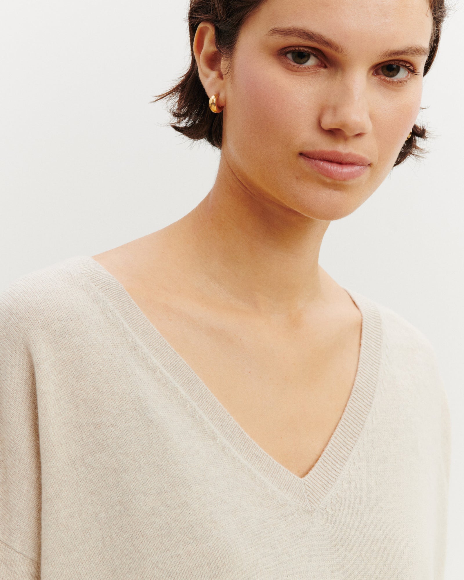 Pull col V ample fin-AVOINE-100% cachemire