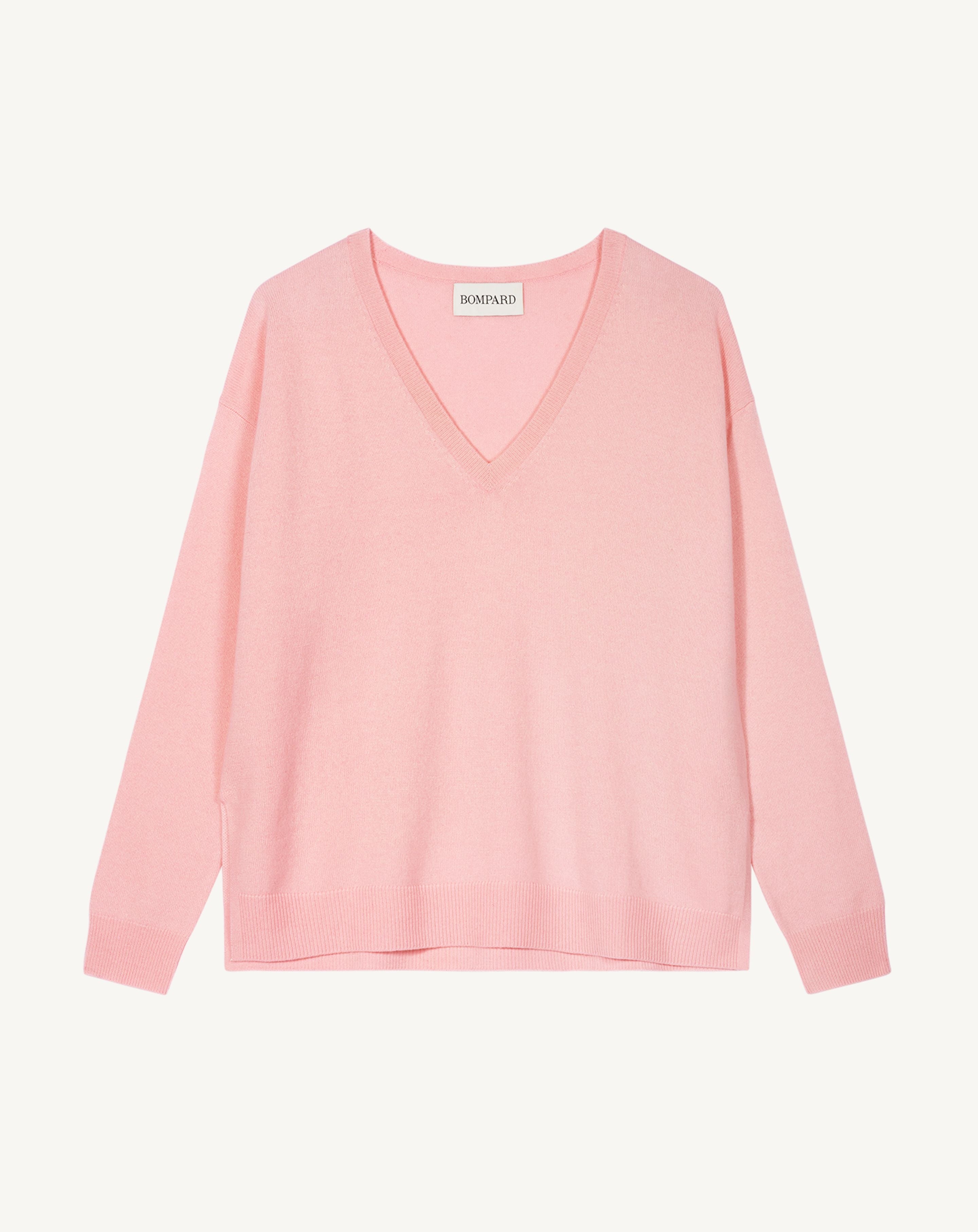 Pull col V ample fin-SAKURA-100% cachemire