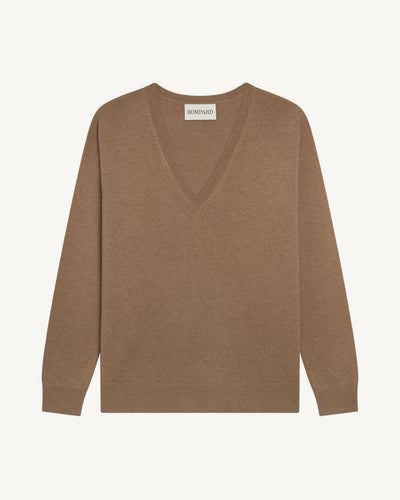 Pull col V ample fin-KRAFT-100% cachemire