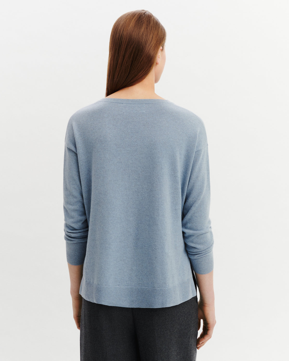 Pull col V Constance-BLEU GLACIER-100% cachemire