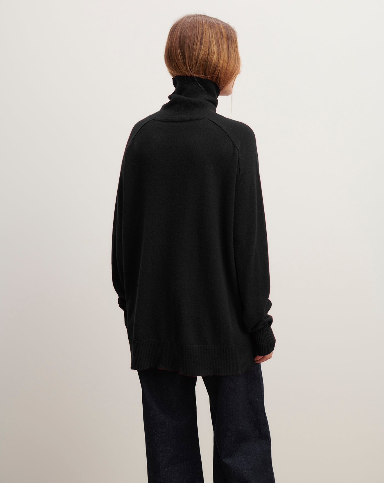 Pull col roulé ample-NOIR-100% cachemire