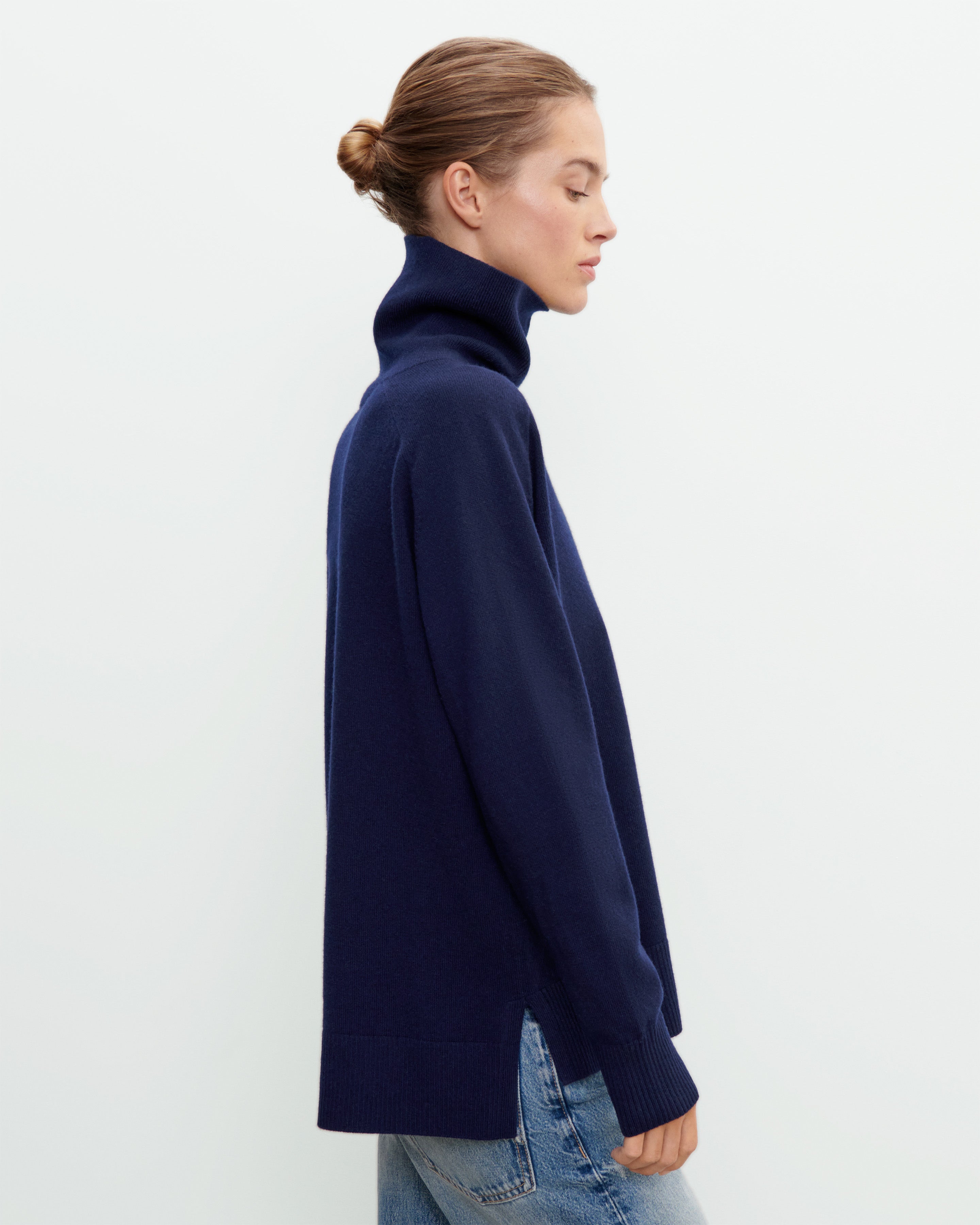 RASH ネイビー ハイネック タッパー RASH ネイビー ハイネック タッパー Navy Rhodes Shearling Quarter