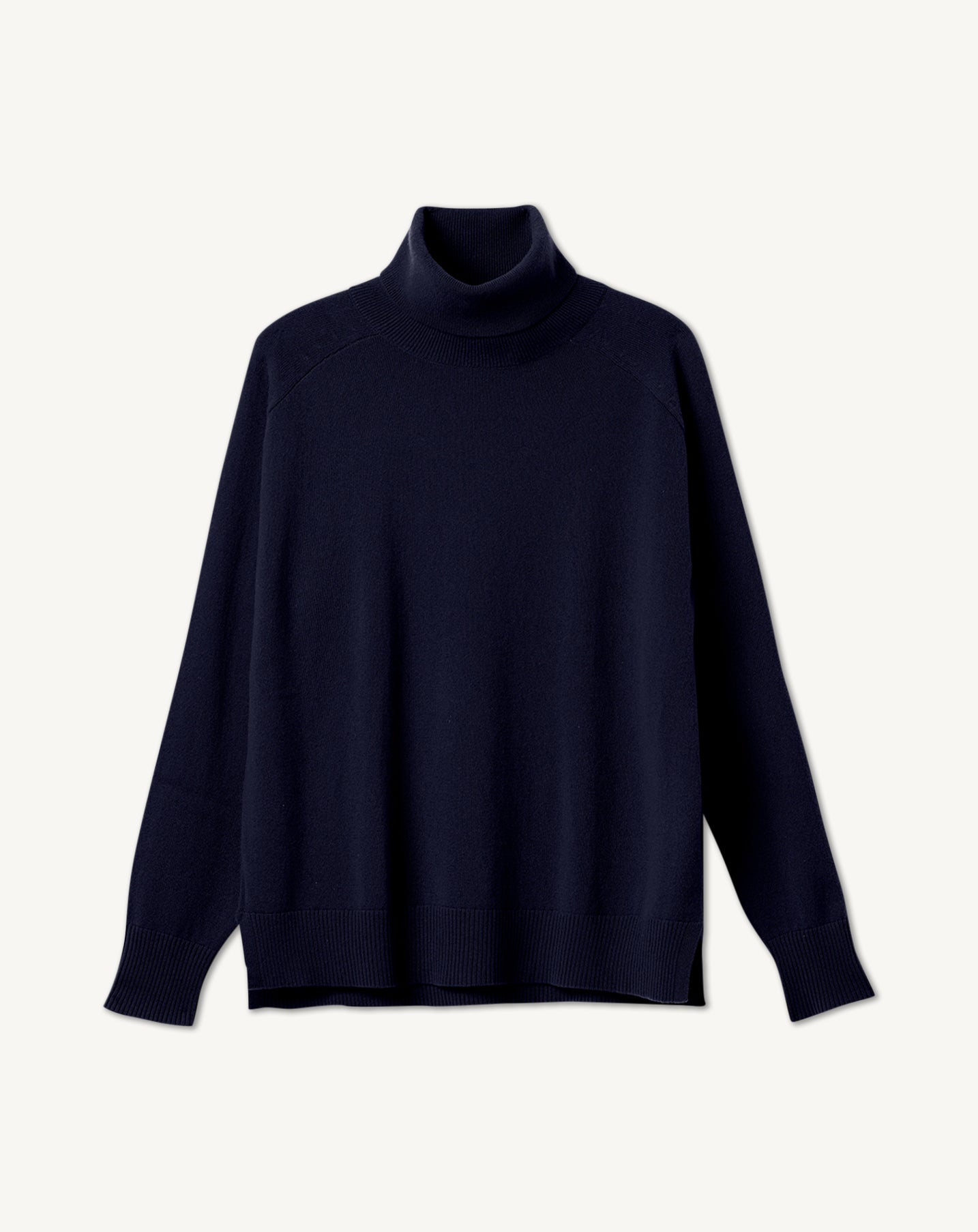 Col roulé ample manches marteau-MARINE-100% CACHEMIRE