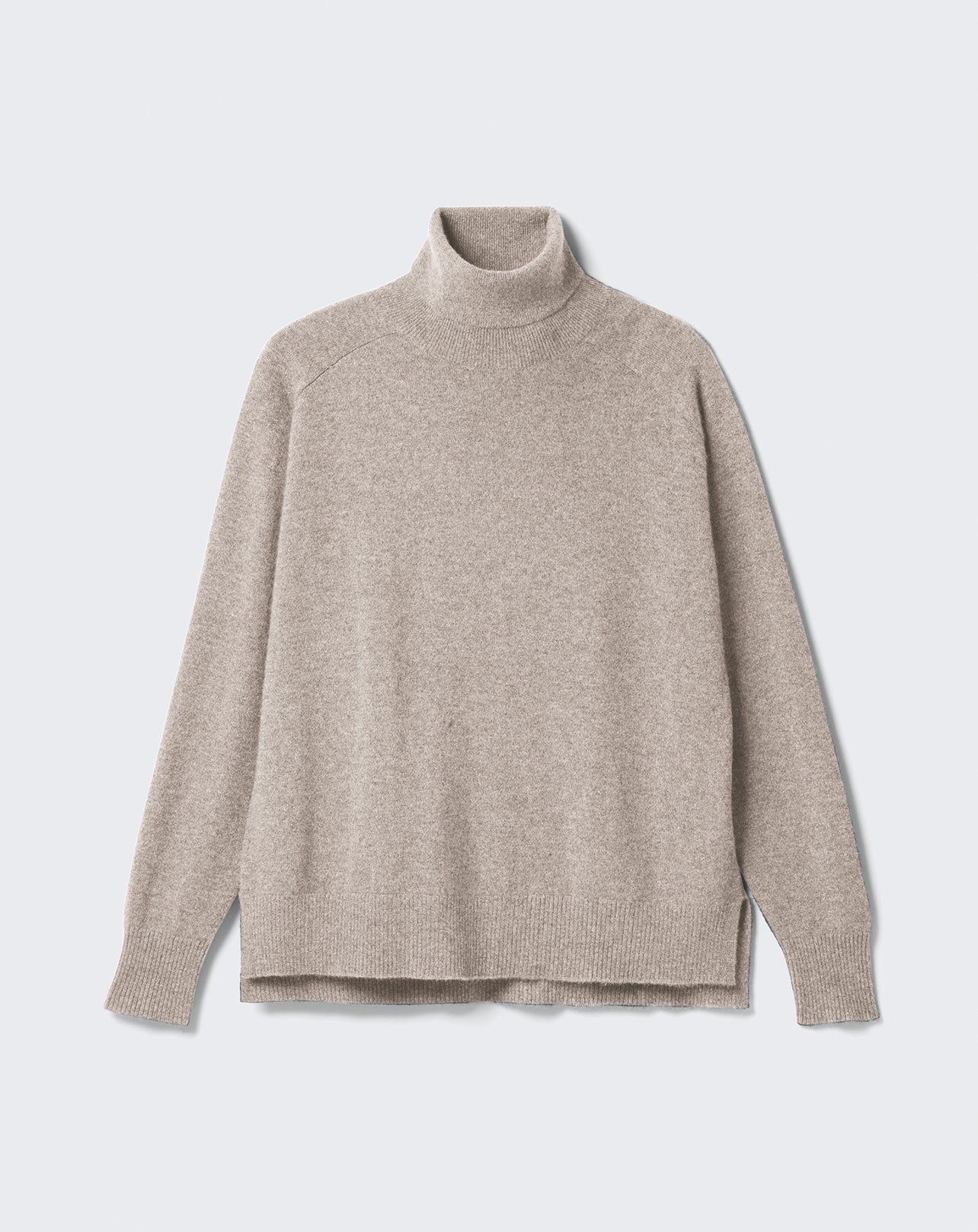 Col roulé ample manches marteau-GRIS ARGENTE-100% CACHEMIRE