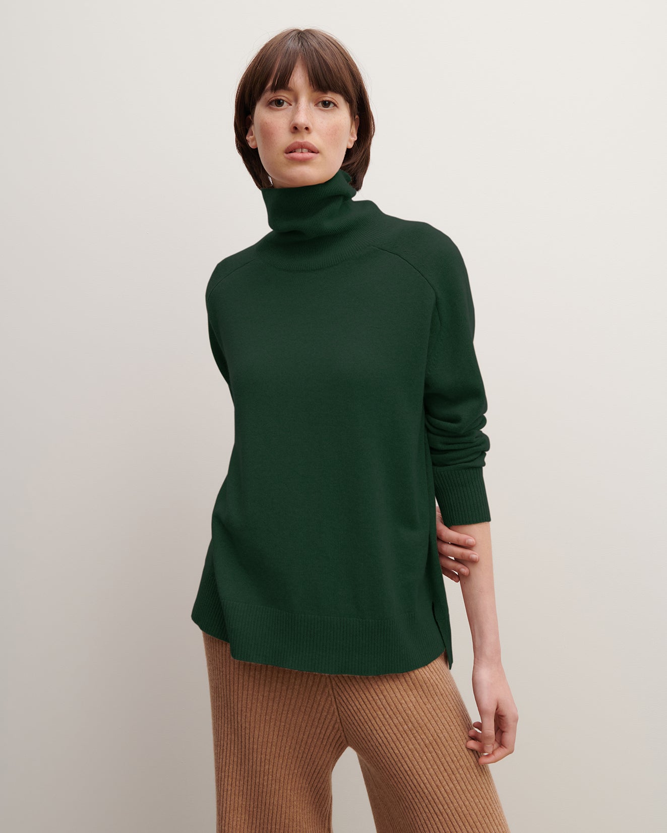 Pull col roulé ample-VERT ZURICH-100% cachemire