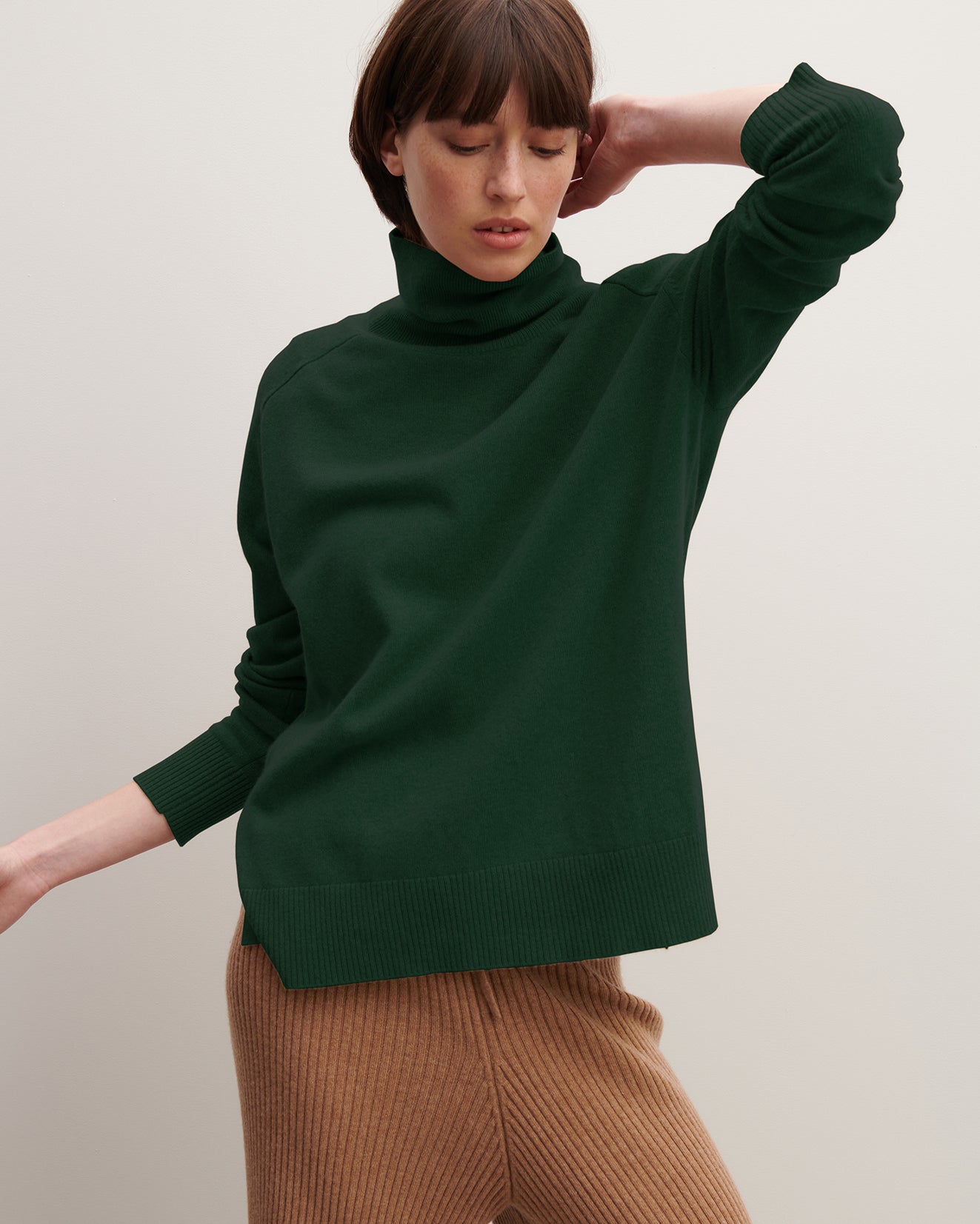 Pull col roulé ample-VERT ZURICH-100% cachemire