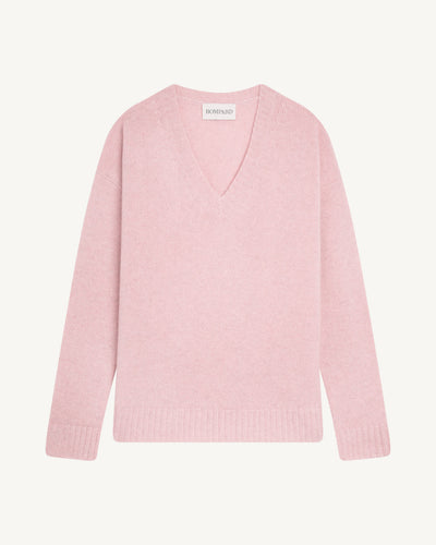 Pull col rond Léonore-ROSE QUARTZ-100% cachemire