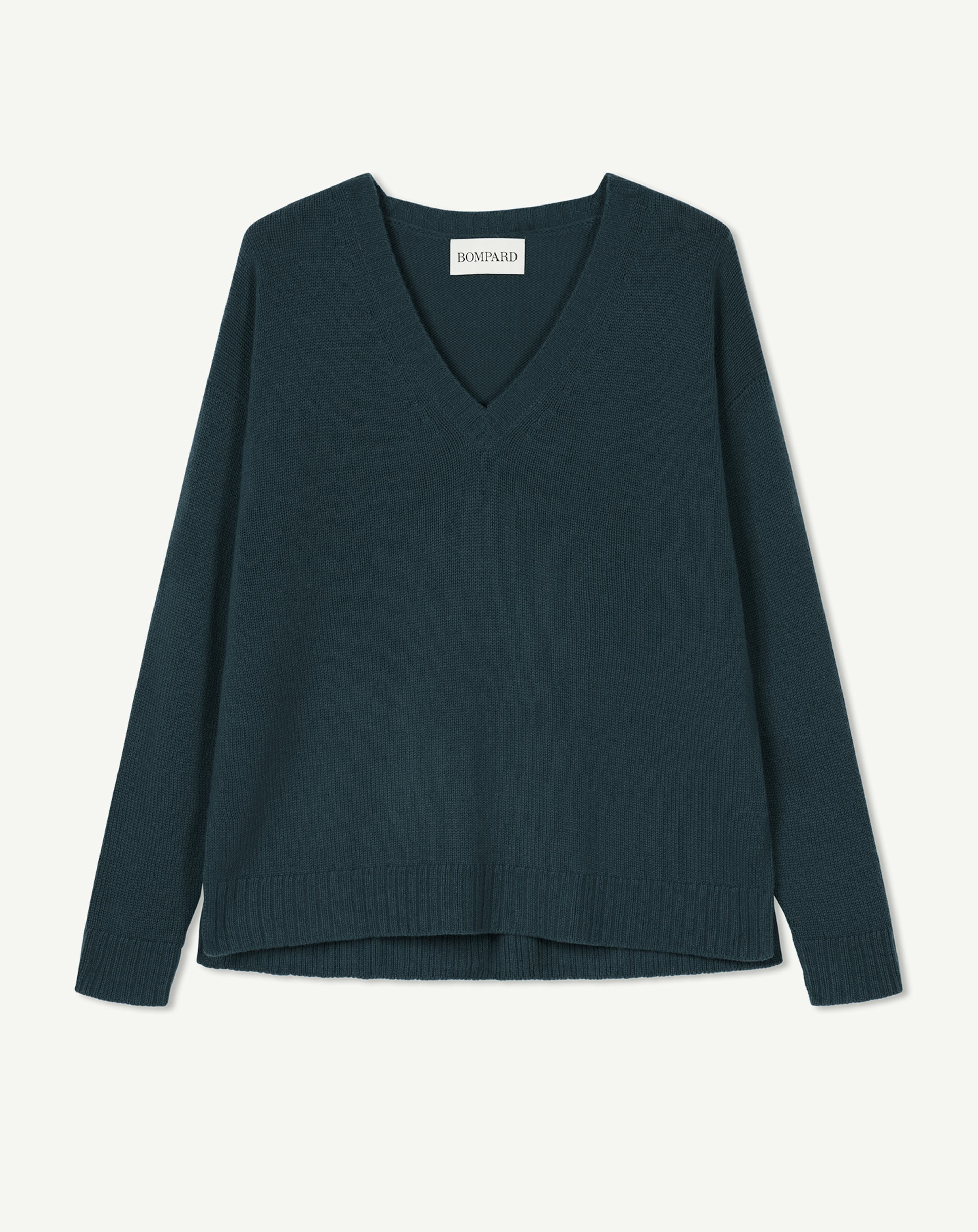 Pull col V ample-NOIR-100% cachemire