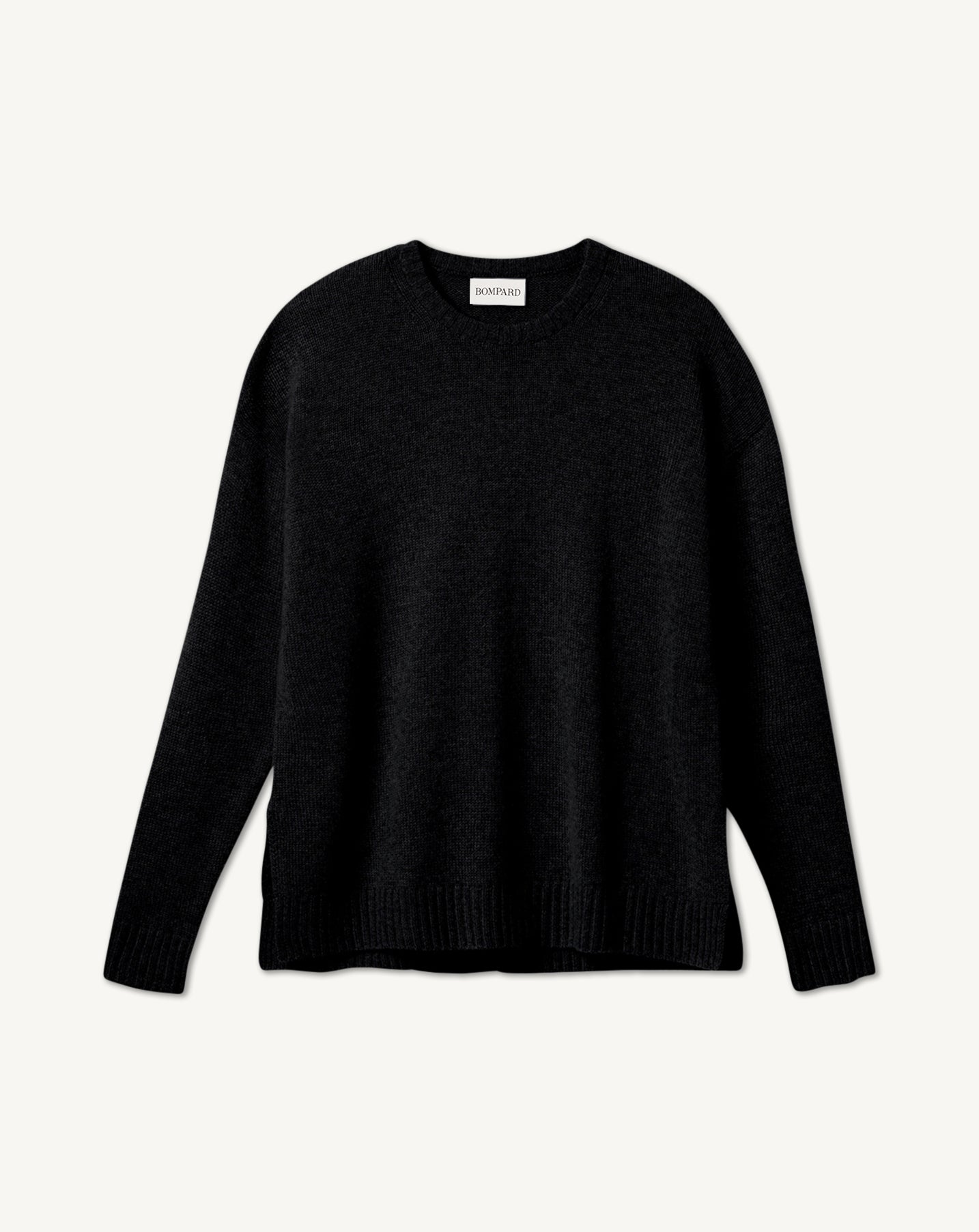 Pull col rond ample-NOIR-100% CACHEMIRE