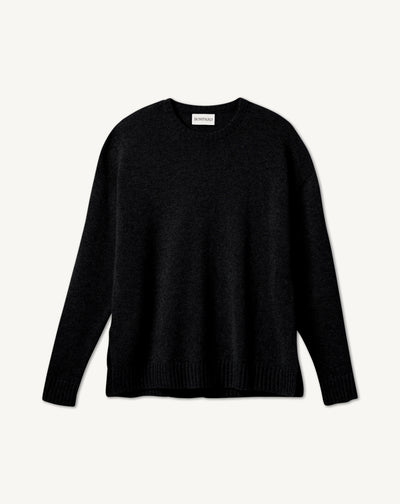 Pull col rond ample-NOIR-100% CACHEMIRE