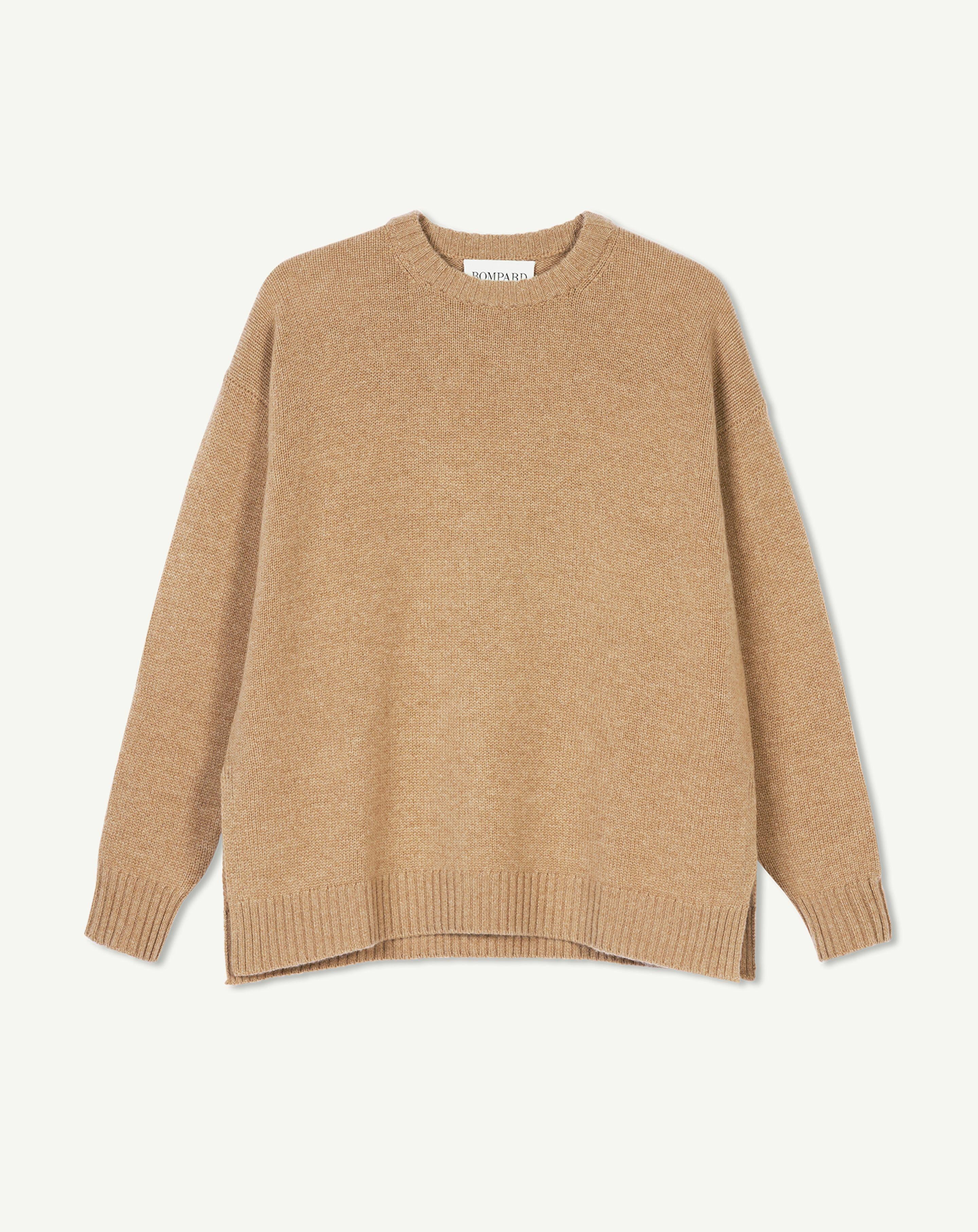 Pull col rond ample-CARAMEL-100% cachemire