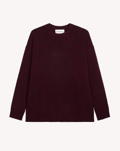 Pull col rond ample-GRENAT-100% cachemire