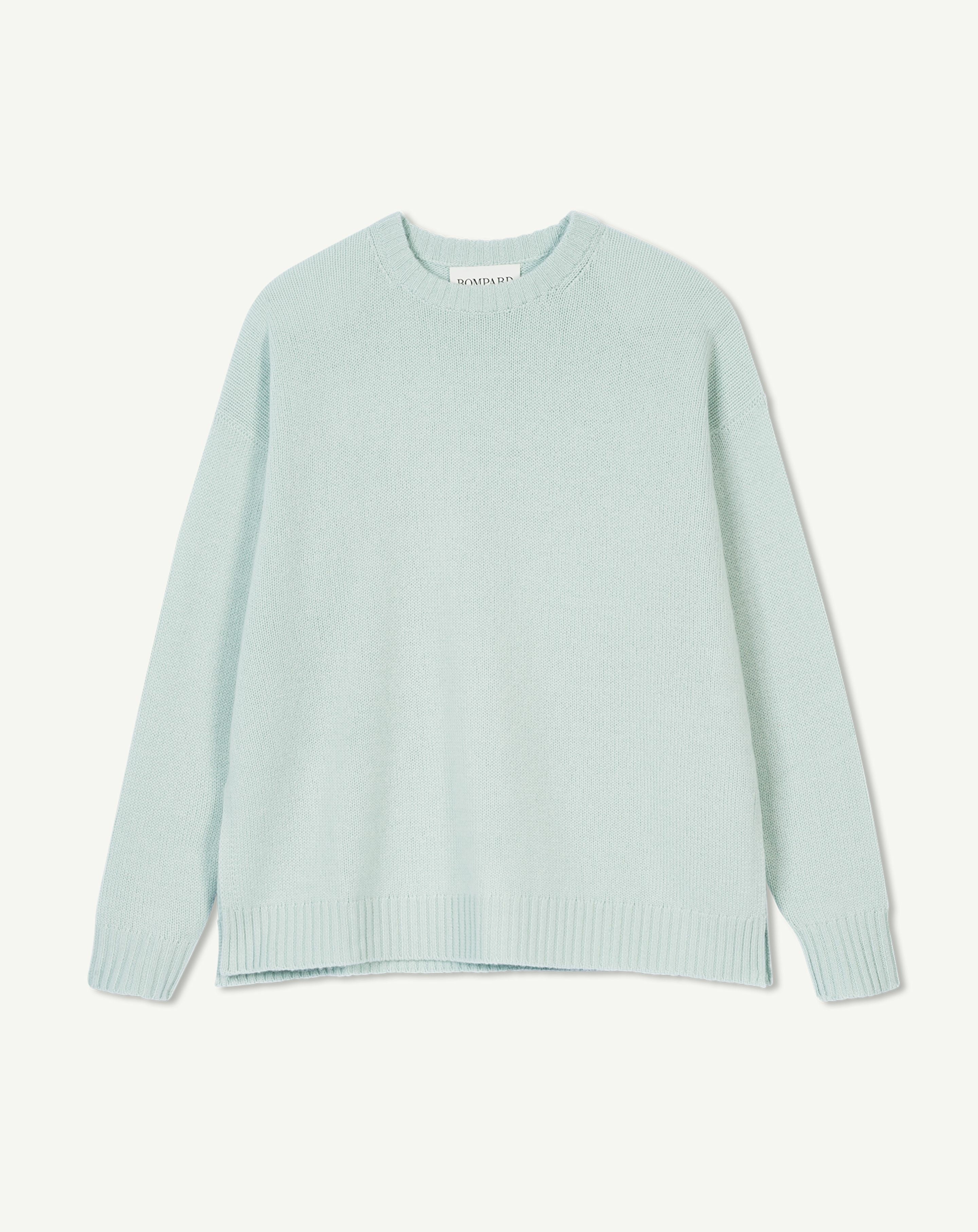 Pull col rond ample-VERT ARAGON-100% cachemire