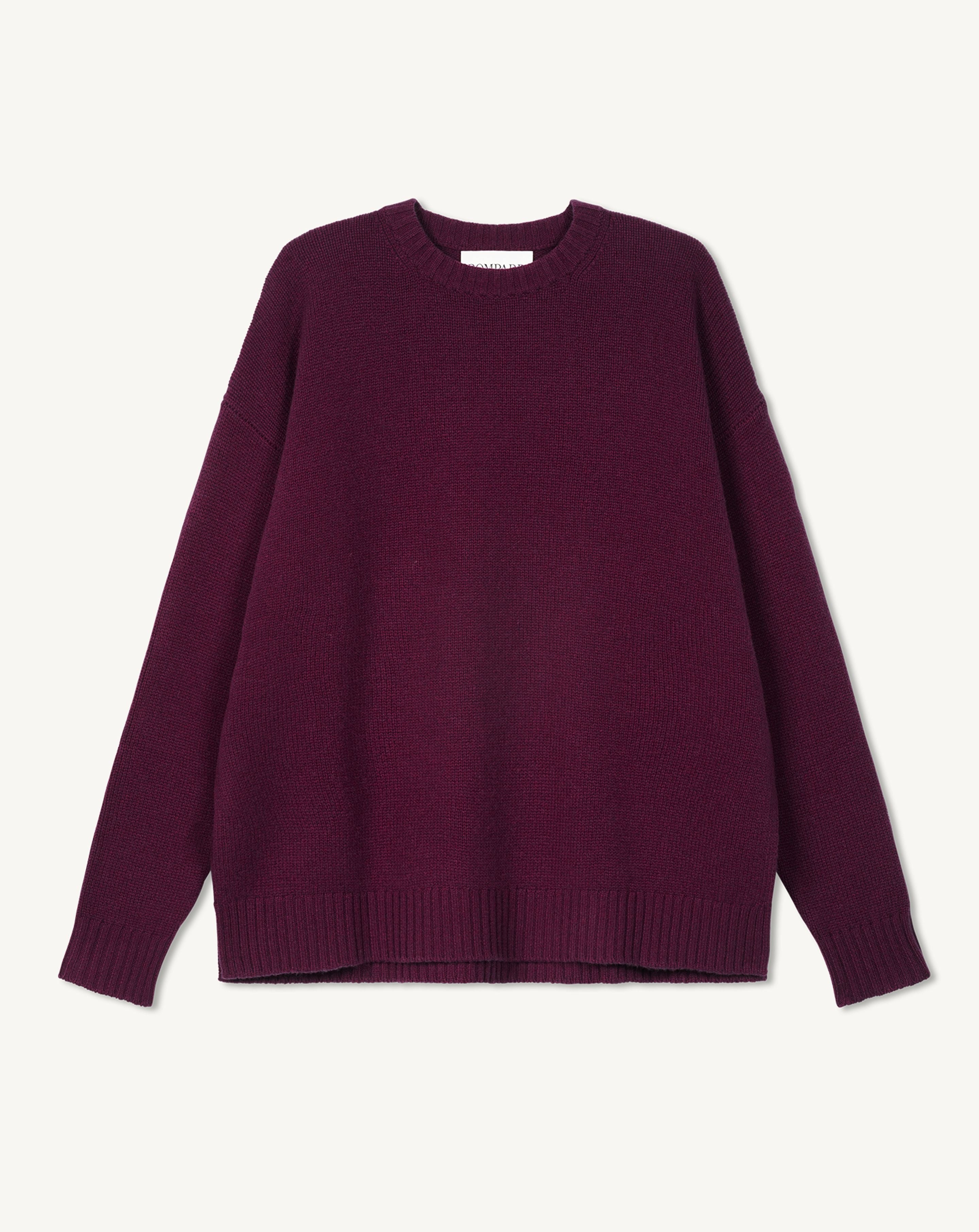 Pull col rond ample-PRUNE DAMAS-100% cachemire