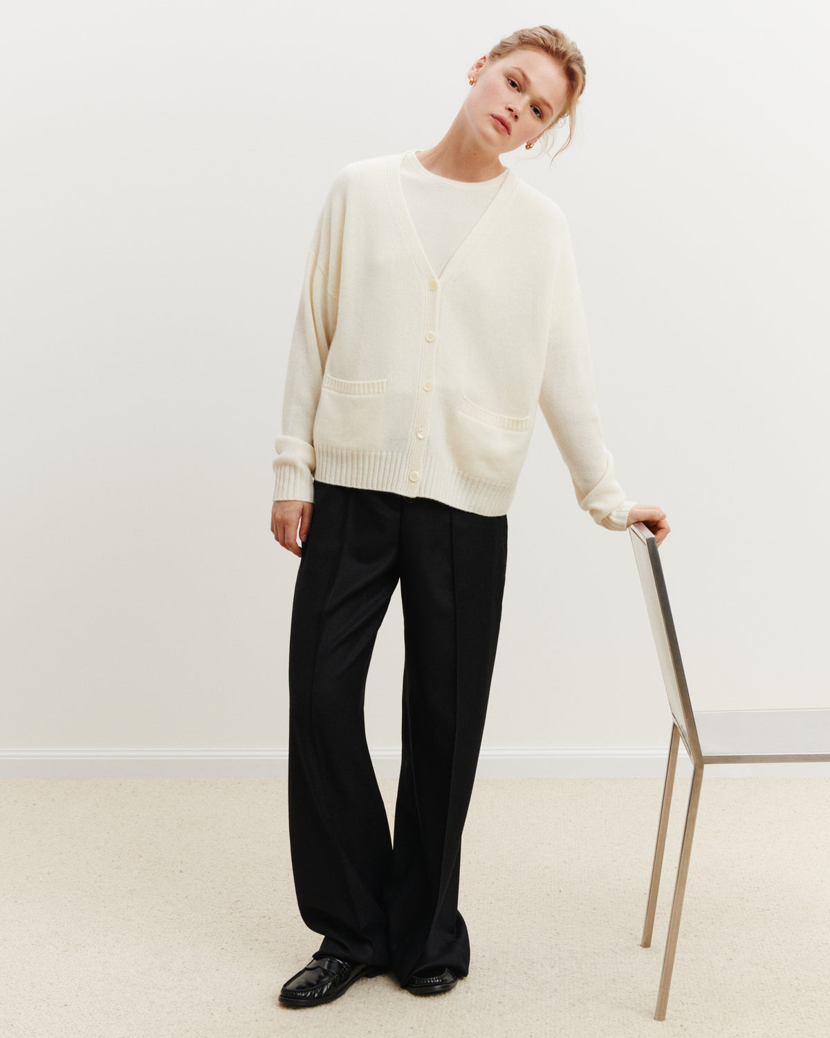 Gilet oversized Lola-NATUREL-100% cachemire