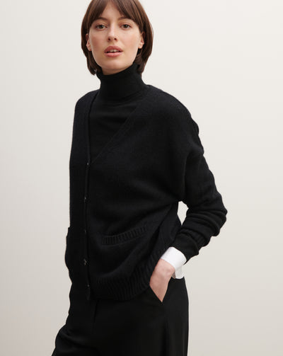 Gilet oversized-NOIR-100% cachemire