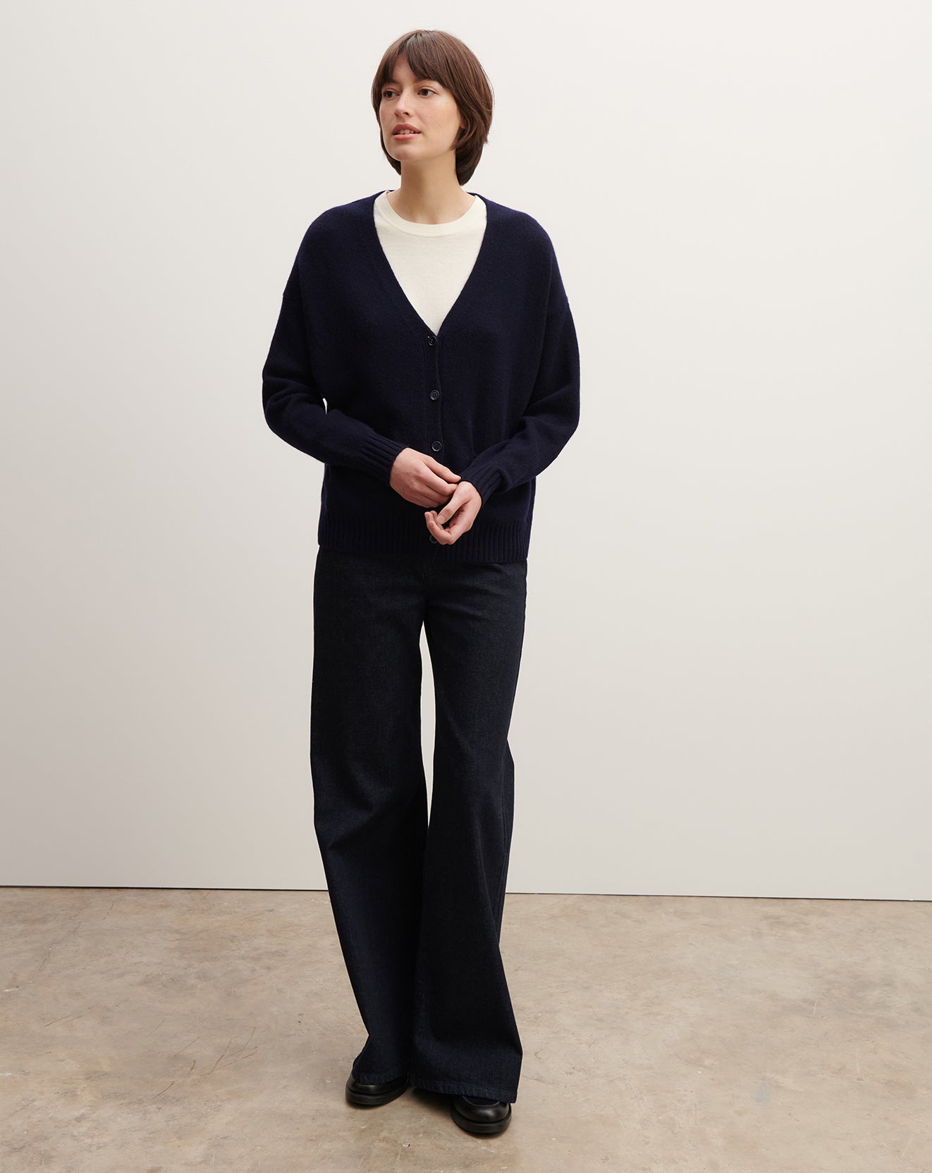 Gilet oversized-NOIR-100% cachemire