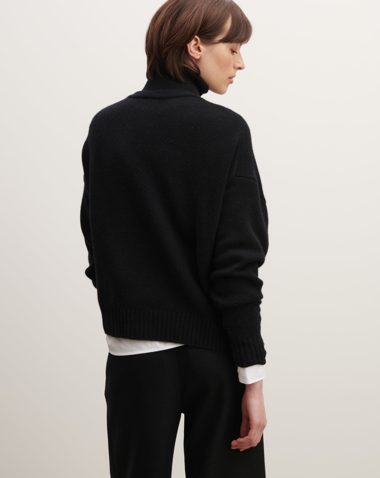 Gilet oversized-NOIR-100% cachemire