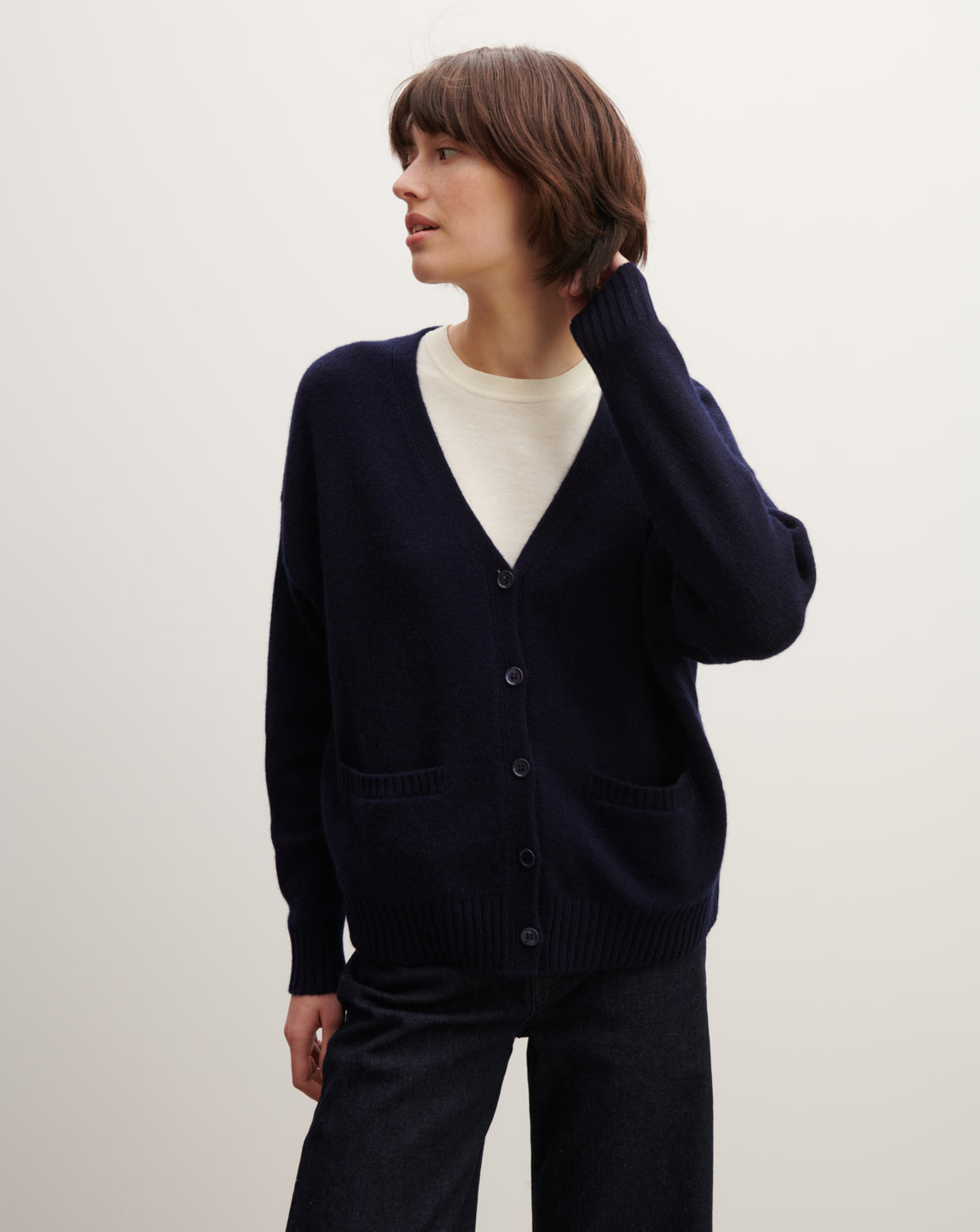 Gilet à poches-MARINE-100% cachemire