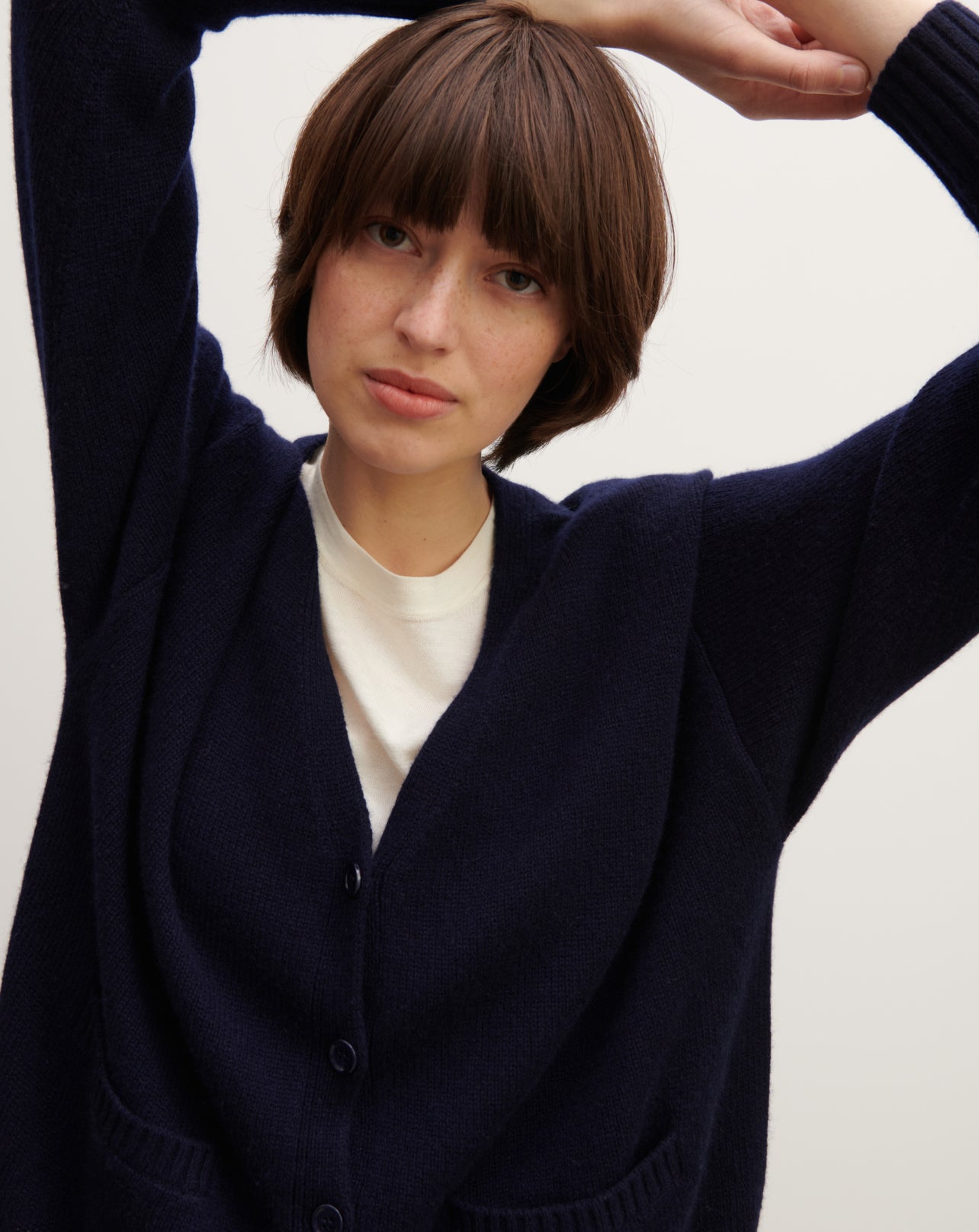 Gilet à poches-MARINE-100% cachemire