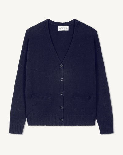 Gilet à poches-MARINE-100% CACHEMIRE