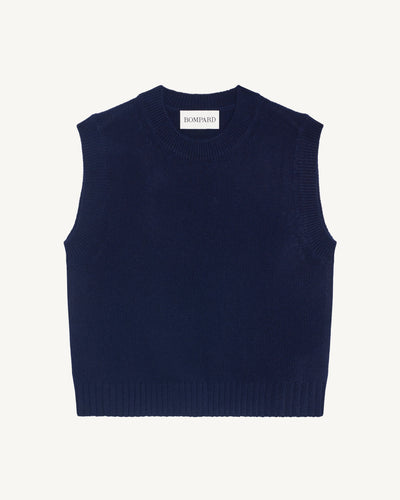 Pull sans manches Lisette-MARINE-100% cachemire
