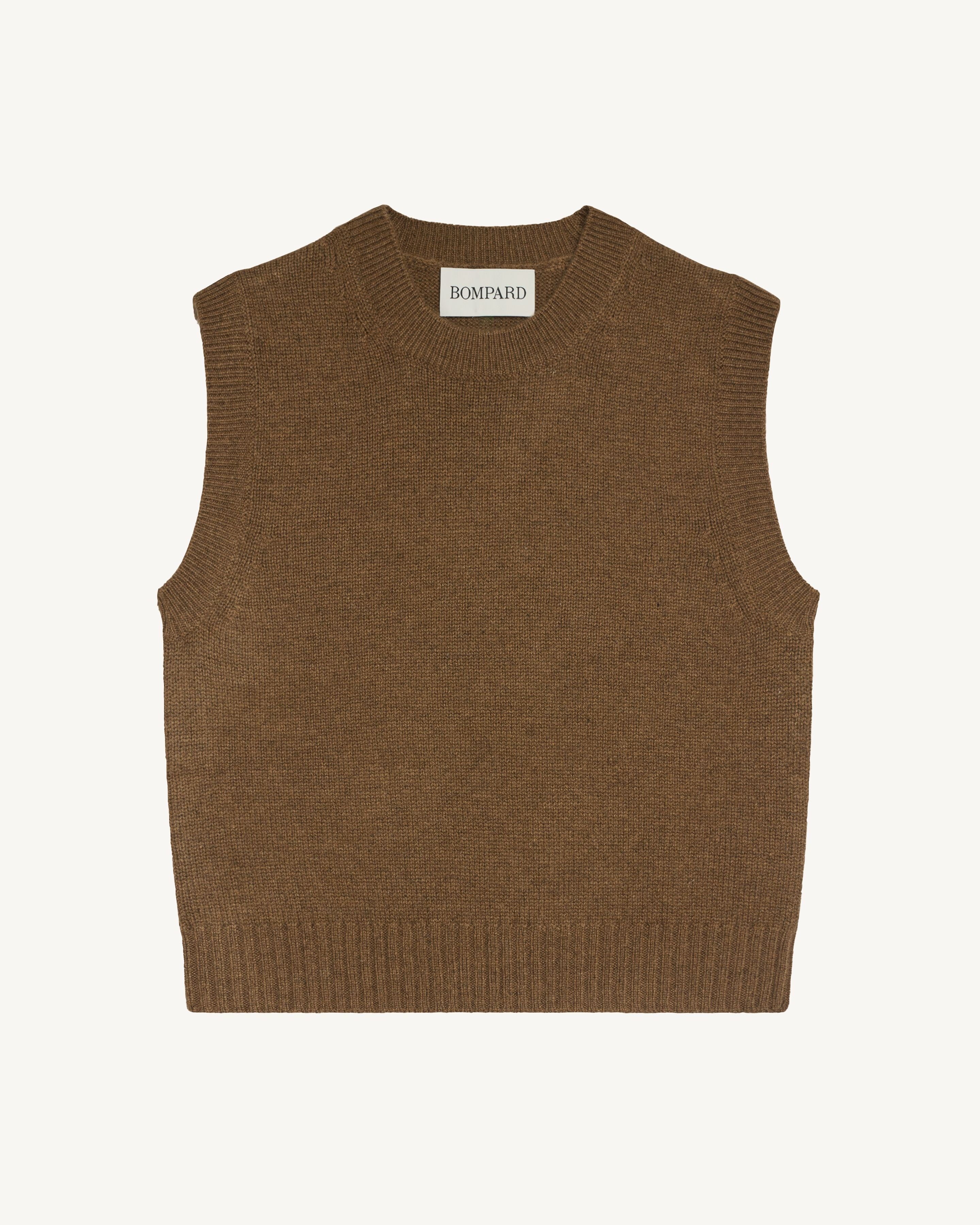 Pull sans manches Lisette-NOISETTE-100% cachemire