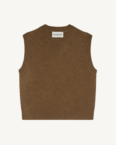 Pull sans manches Lisette-NOISETTE-100% cachemire