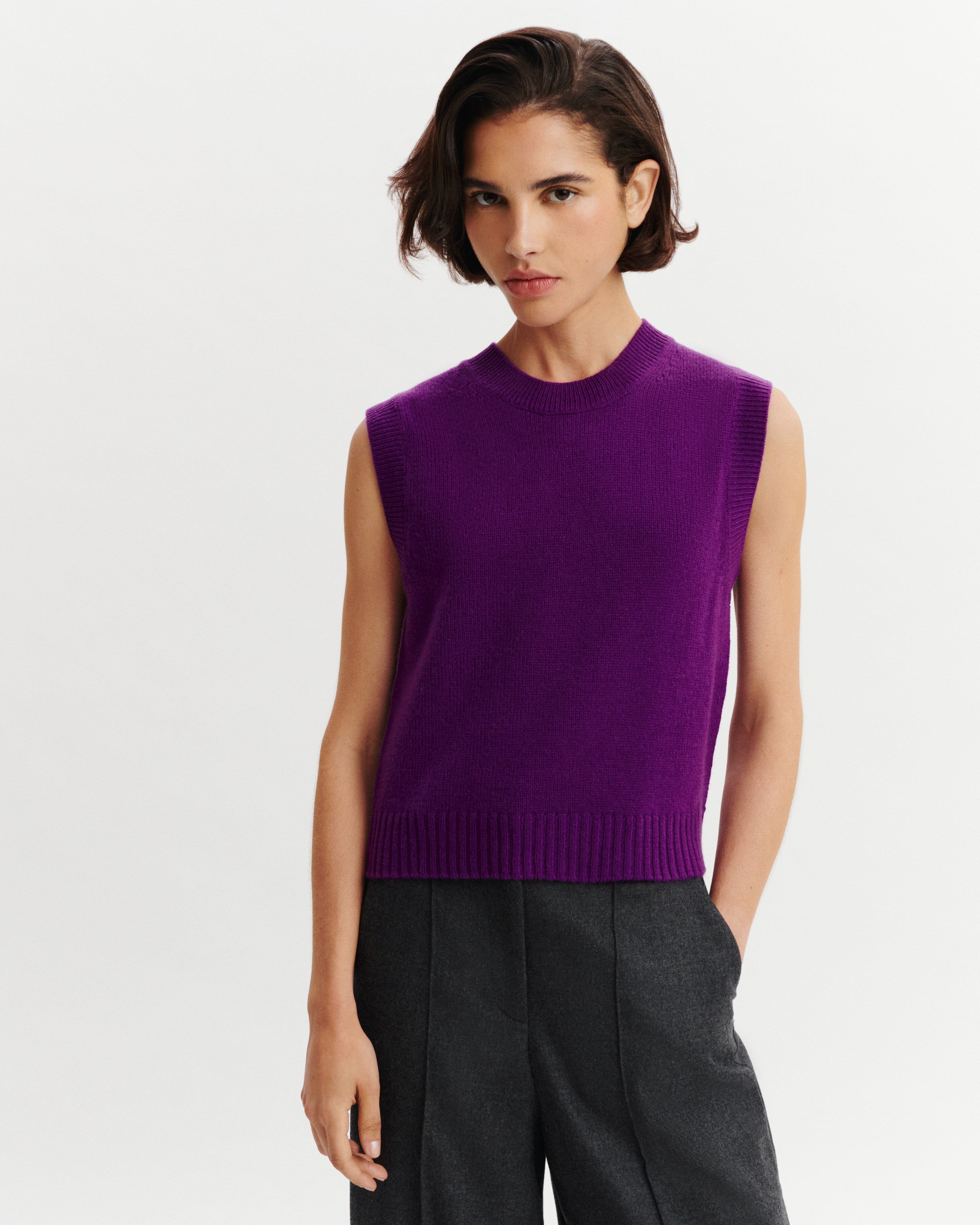 Pull sans manches Lisette-CYCLAMEN-100% cachemire